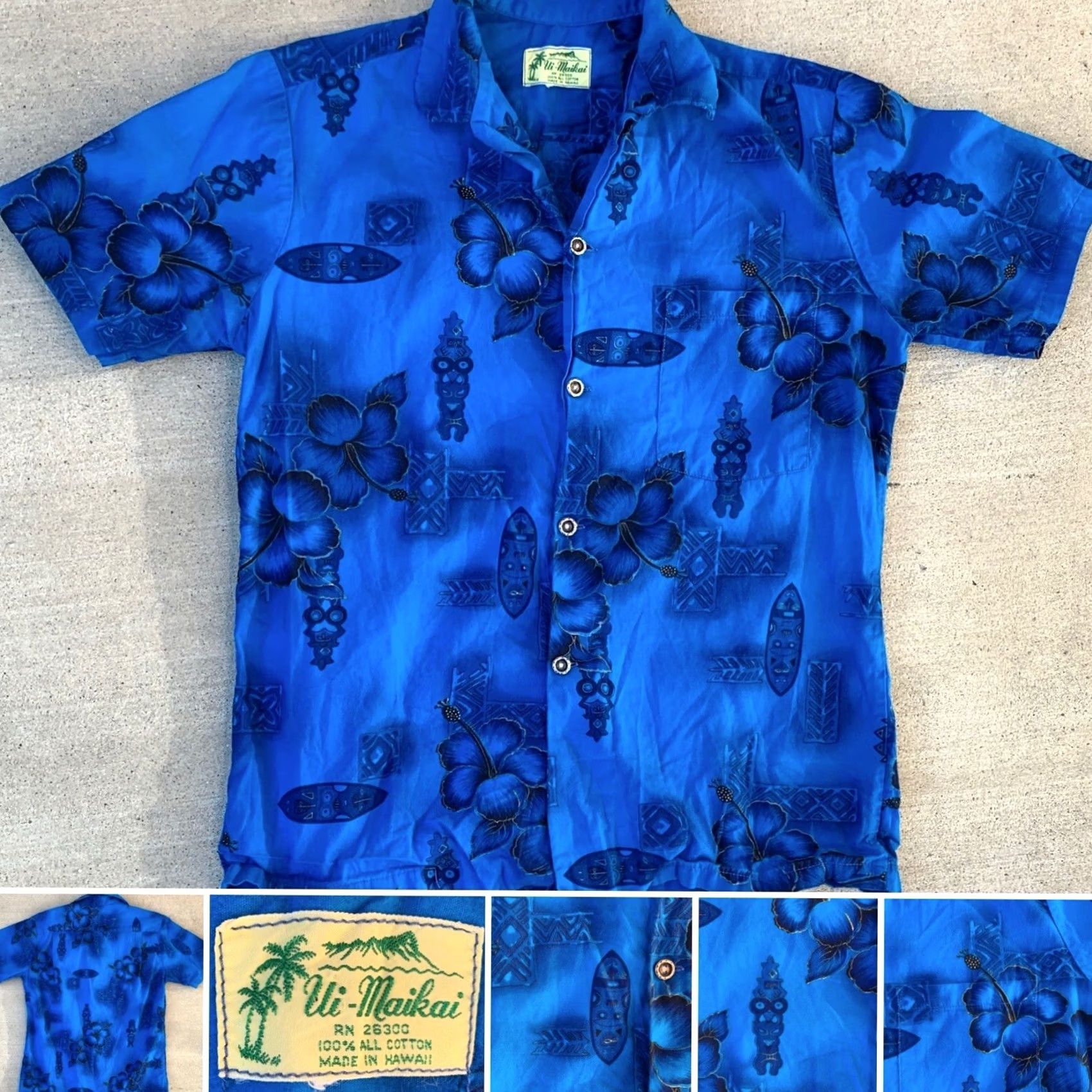 Vintage VINTAGE Ui Maikai Hawaiian Shirt Tiki Aloha Surf Blue Mens XS Size US XS / EU 42 / 0 - 6 Thumbnail