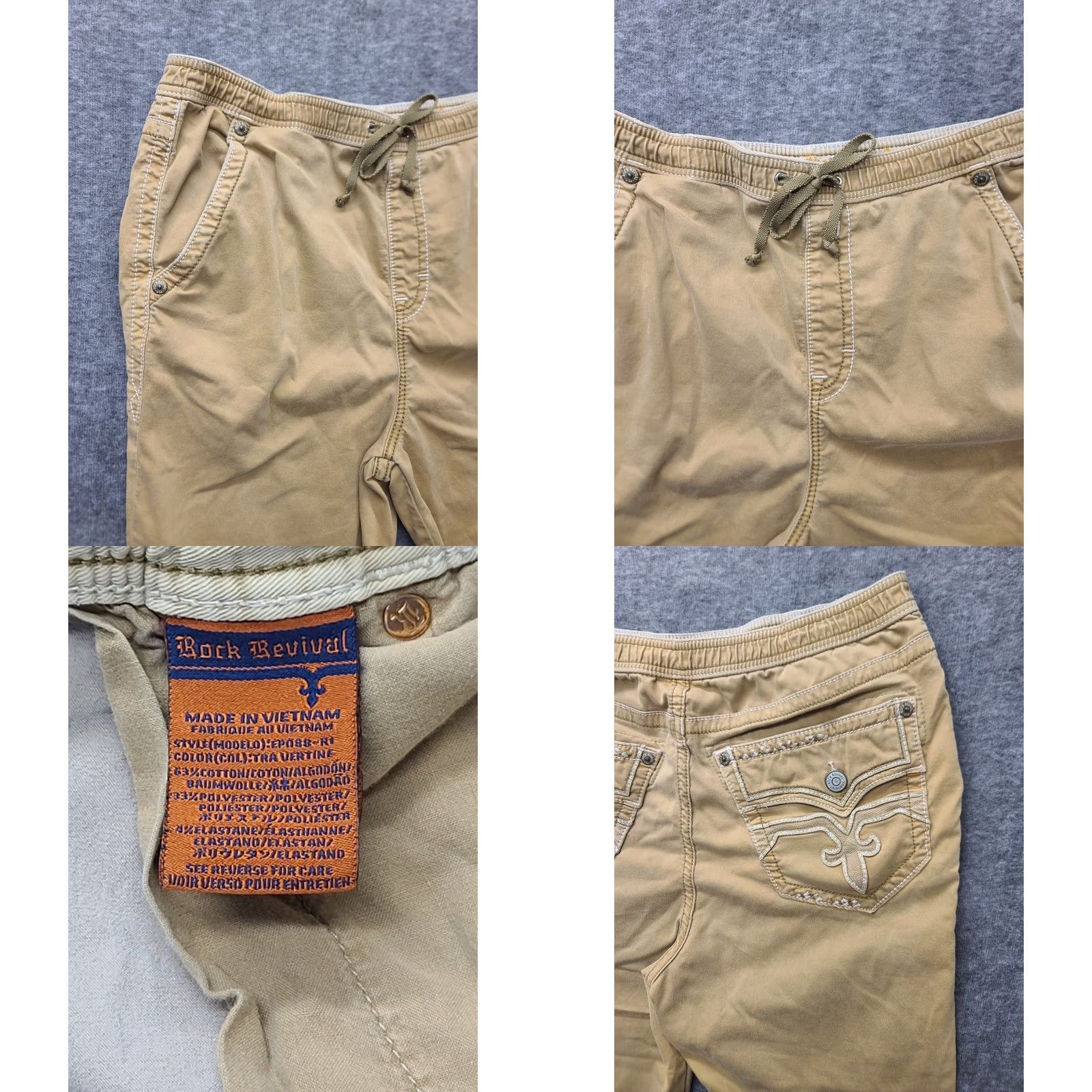 Vintage Rock Revival Pants Mens 34x27 Jogger Tapered Leg Stretch Regular Denim Cotton Blue Size US 34 / EU 50 - 8 Thumbnail