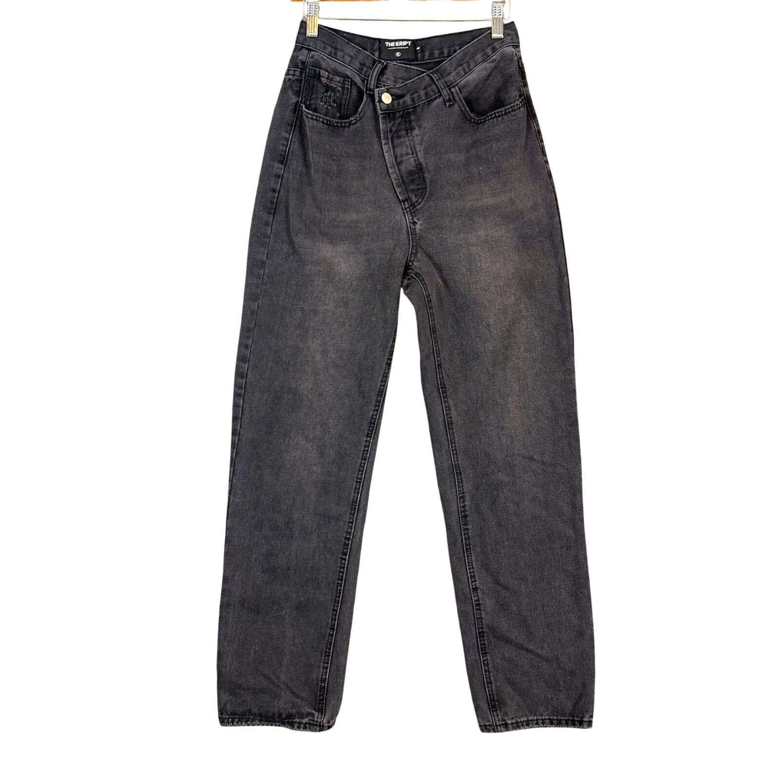THE KRIPT Kript Black Gavin Boyfriend Mom Jean Asymmetrical Button Fly Size 26" / US 2 / IT 38 - 1 Thumbnail