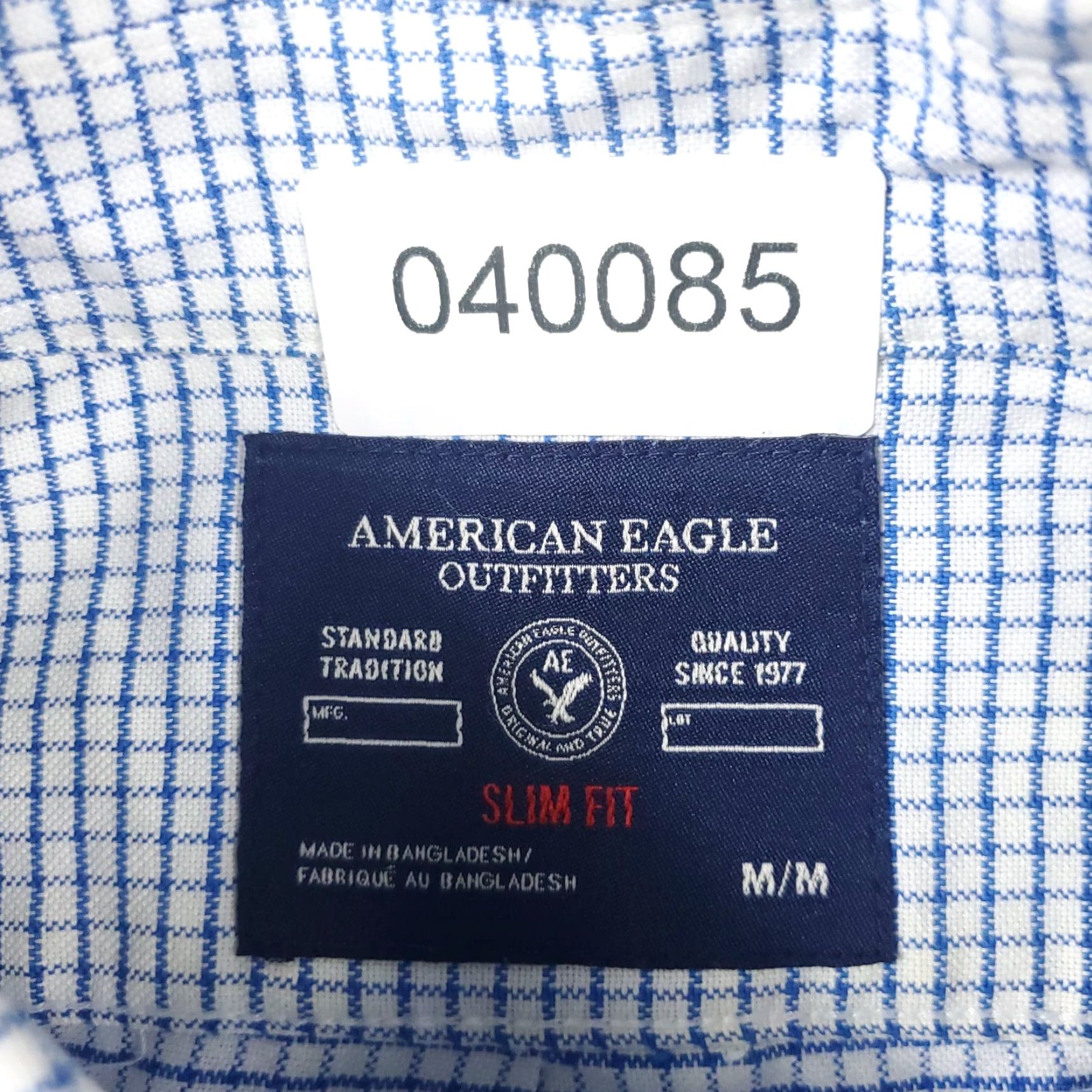 American Eagle Outfitters American Eagle Outfitters Shirt Medium Blue Check Button-Up Long Sleeve Cotton Casual Mens Size US M / EU 48-50 / 2 - 8 Thumbnail