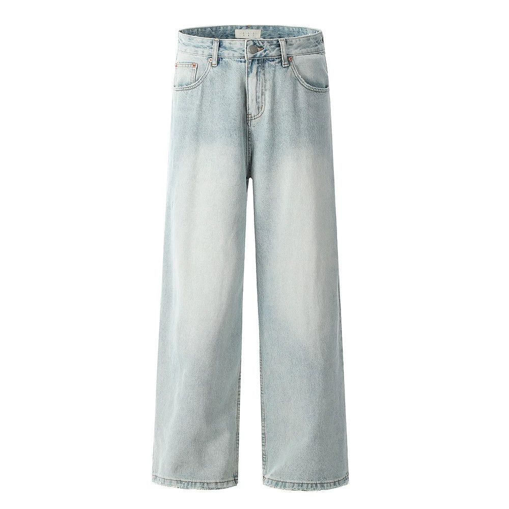 Jean Men's casual punk distressed wide-leg washed jeans Size US 32 / EU 48 - 1 Thumbnail