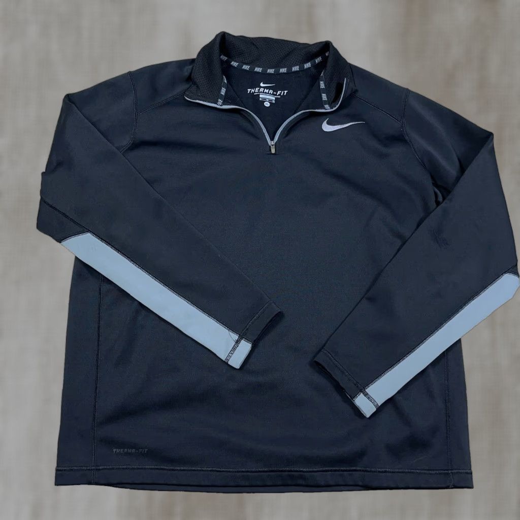 Nike Nike Sweater Men XL Black Pullover 1/4 Zip Therma Fit Mock Neck Fleece Logo Zip Sweatshirt Size US XL / EU 56 / 4 - 1 Thumbnail