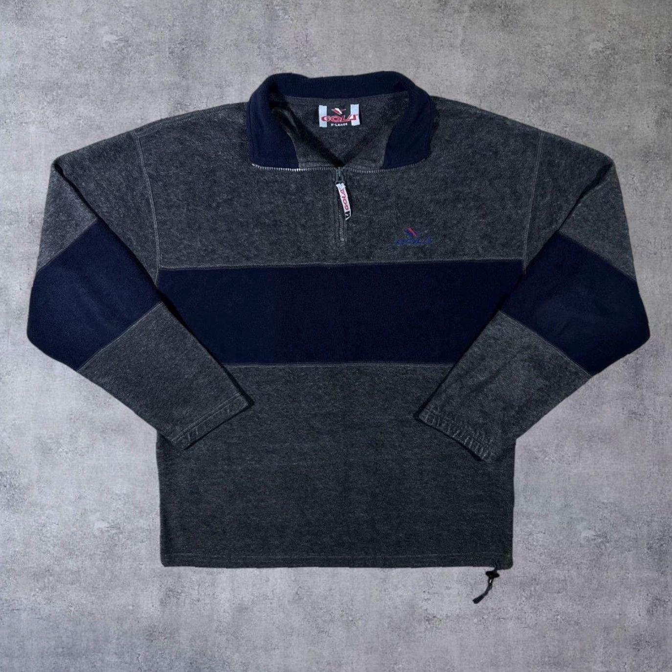 Gola VINTAGE Gola Mini Logo Dark Grey Navy Blue 1/4 Zip Pullover Fleece Sweatshirt XL Mens Pullover 1/4 Zip Grey/Navy Blue Size US XL / EU 56 / 4 - 2 Thumbnail