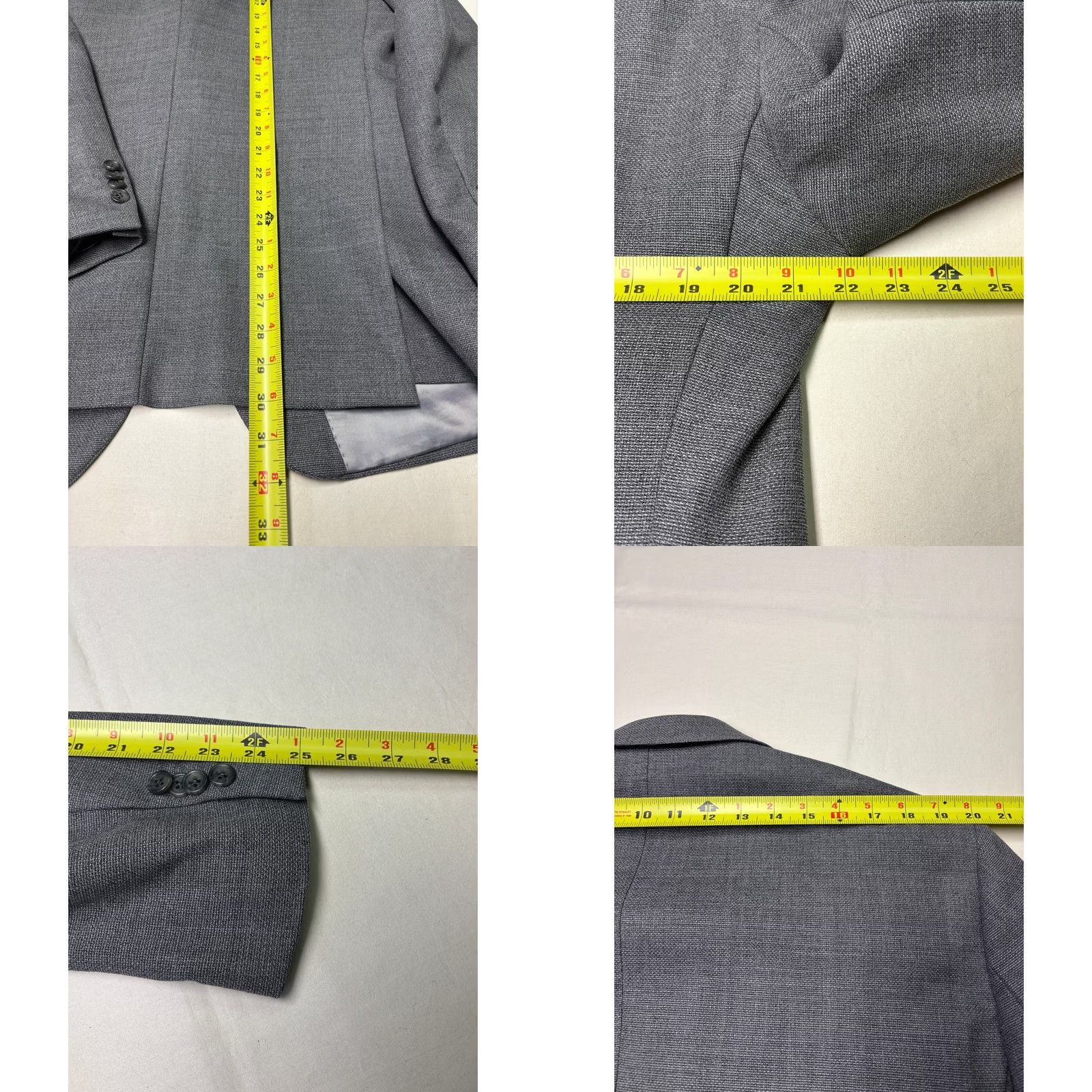 Vintage Paul Betenly Men's Grey Wool Blend Suit Jacket Blazer Size 44R Size 44R - 9 Thumbnail