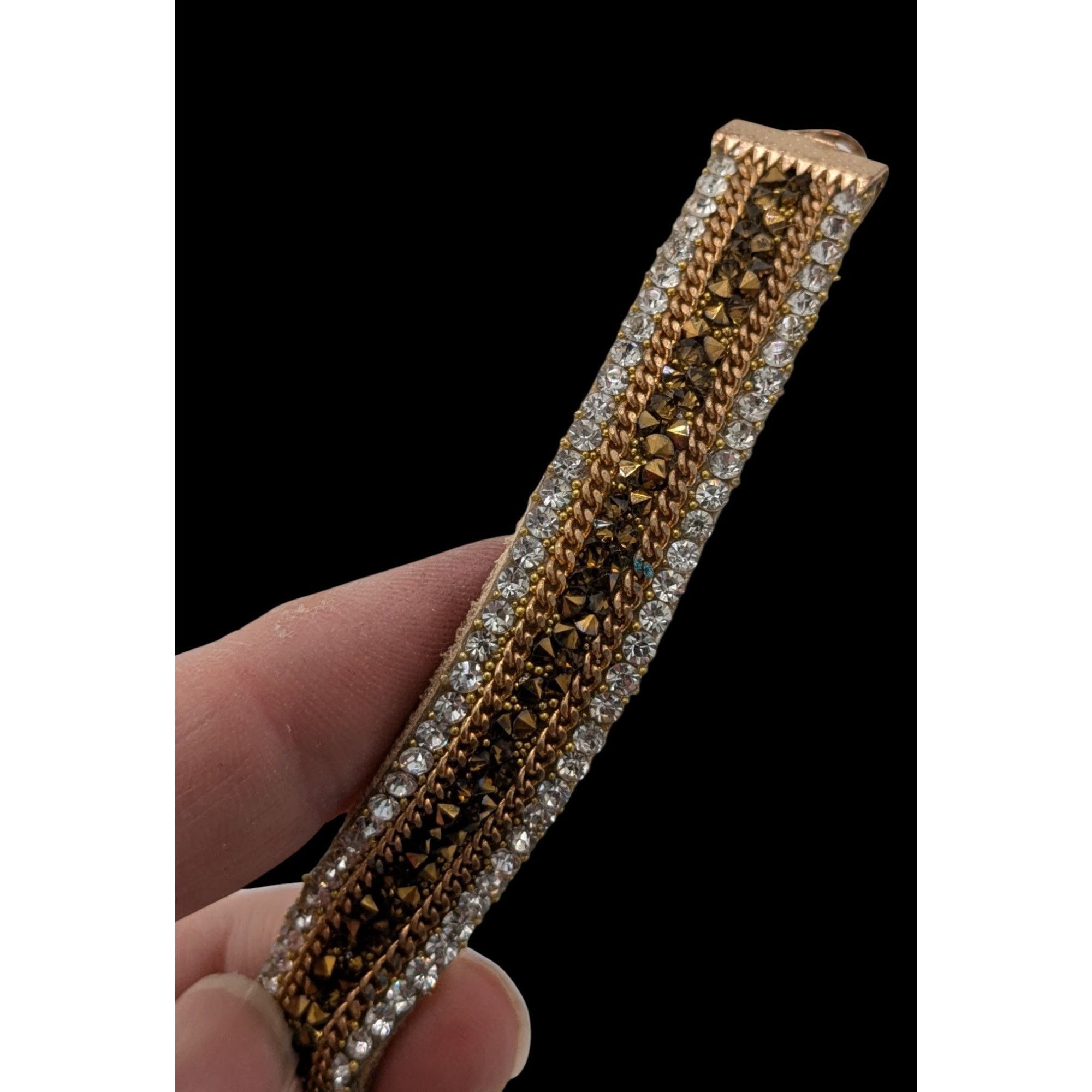 Other Vintage Boho Glam Rhinestone Beaded Suede Choker Necklace Size ONE SIZE - 3 Thumbnail