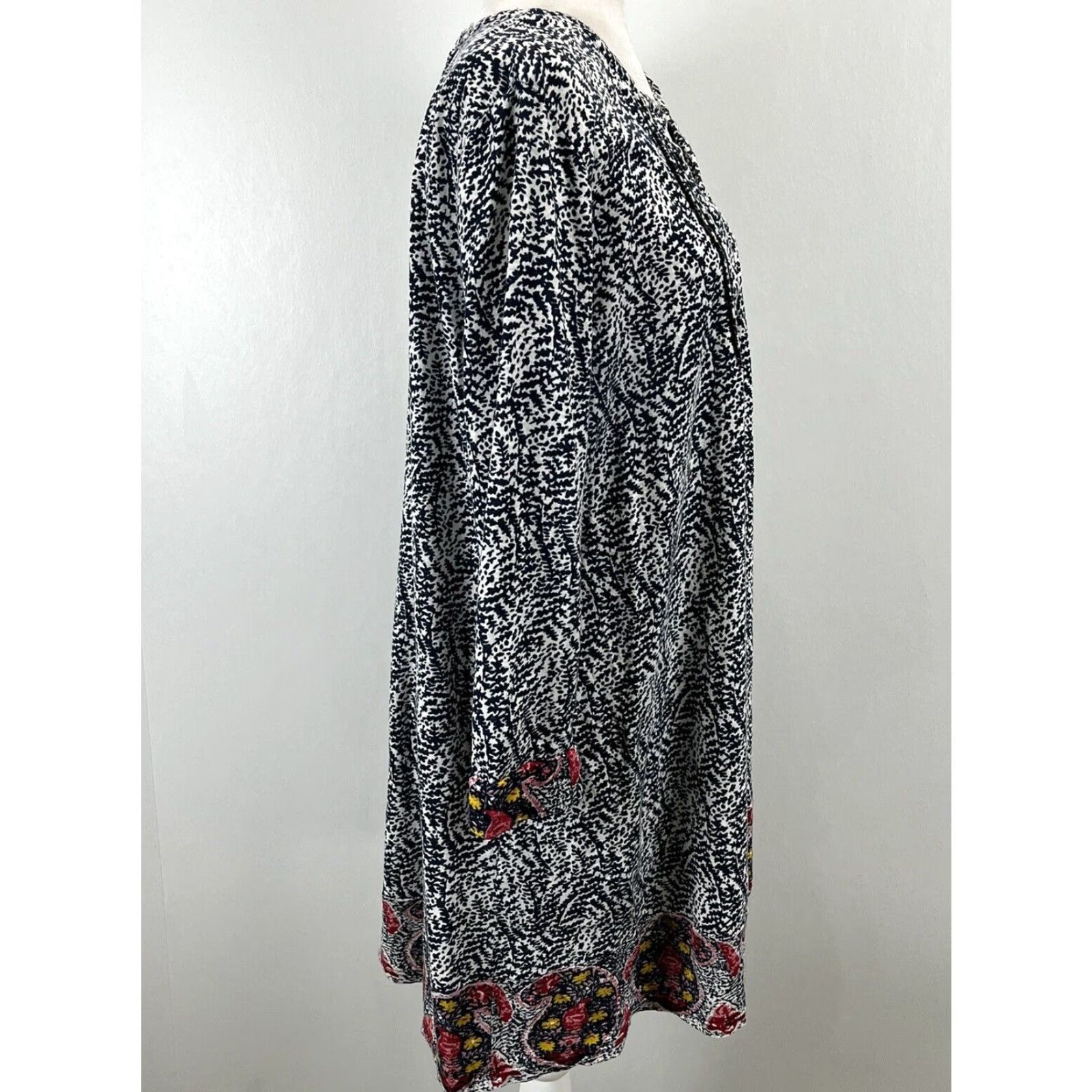 Lucky Brand LUCKY BRAND Dress Shift Boho Multicolor Cotton Women L Short Sleeve Short Dress Bohemian 2000s? Size L / US 10 / IT 46 - 4 Thumbnail