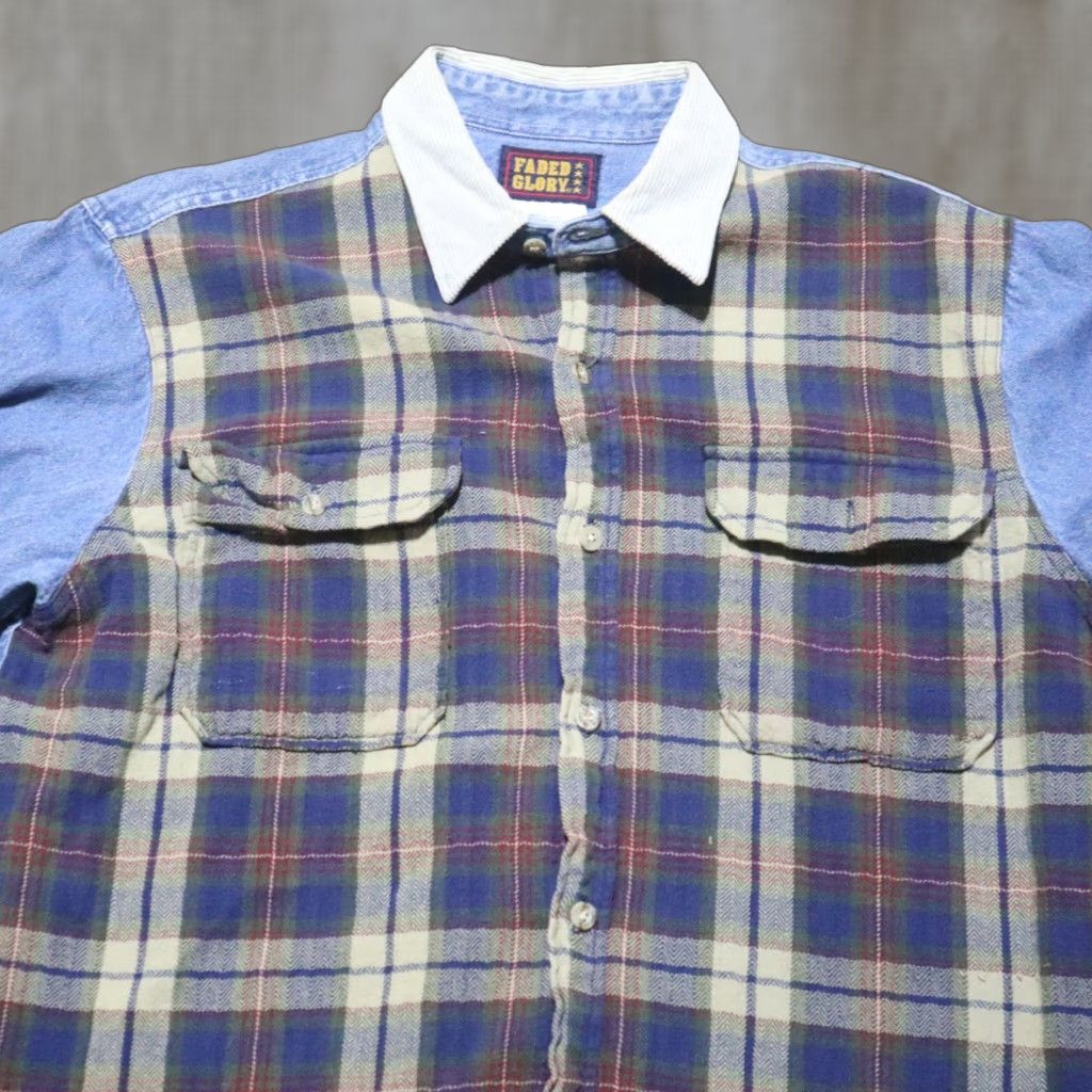 Faded Glory VINTAGE Faded Glory Shirt Denim Blue Plaid Pocket Long Sleeve Men's Size M Size US M / EU 48-50 / 2 - 1 Thumbnail