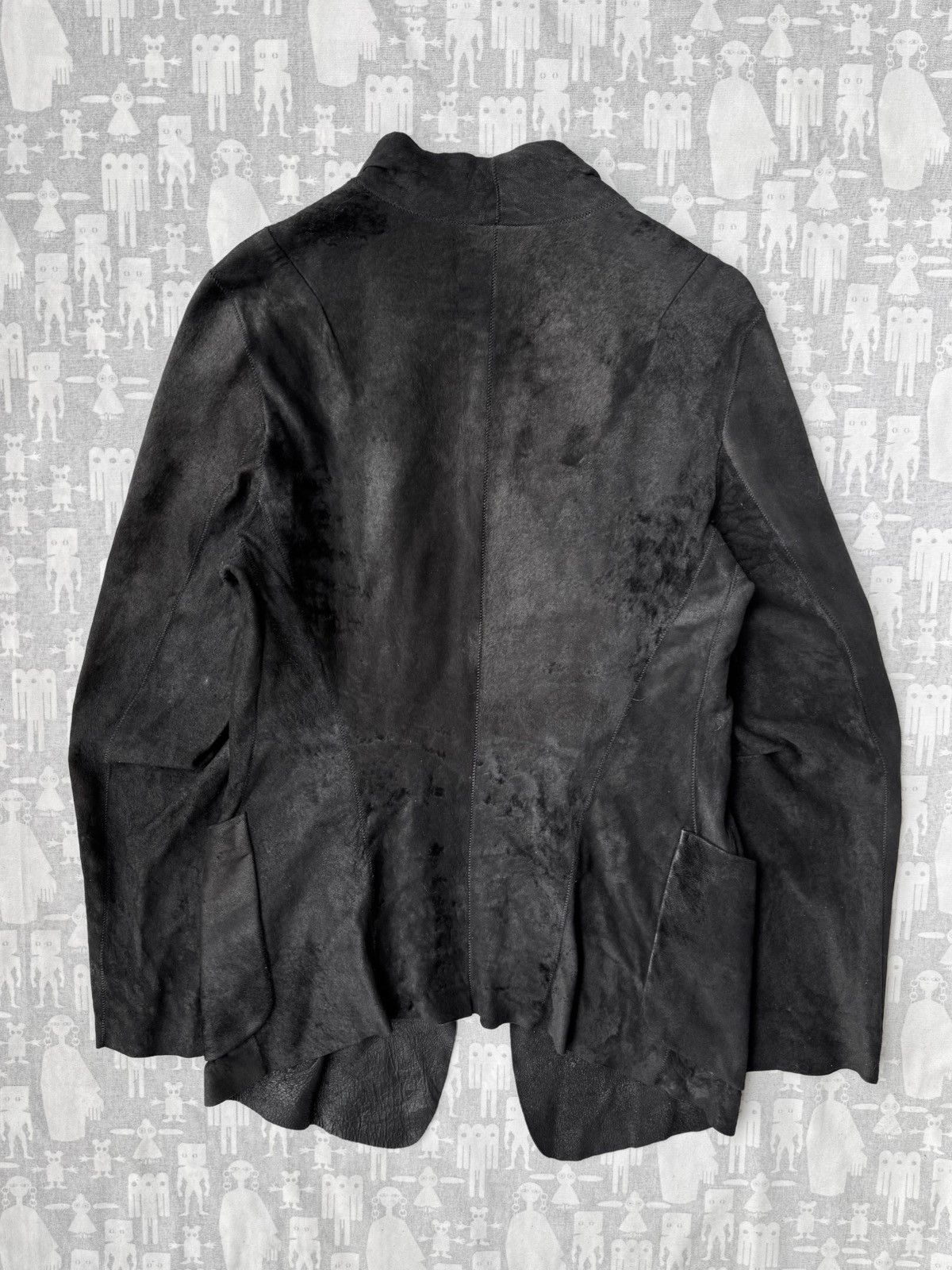 Ann Demeulemeester Ann Demeulemeester AW02 Textured Leather Opened Tie Jacket Size US XS / EU 42 / 0 - 9 Thumbnail