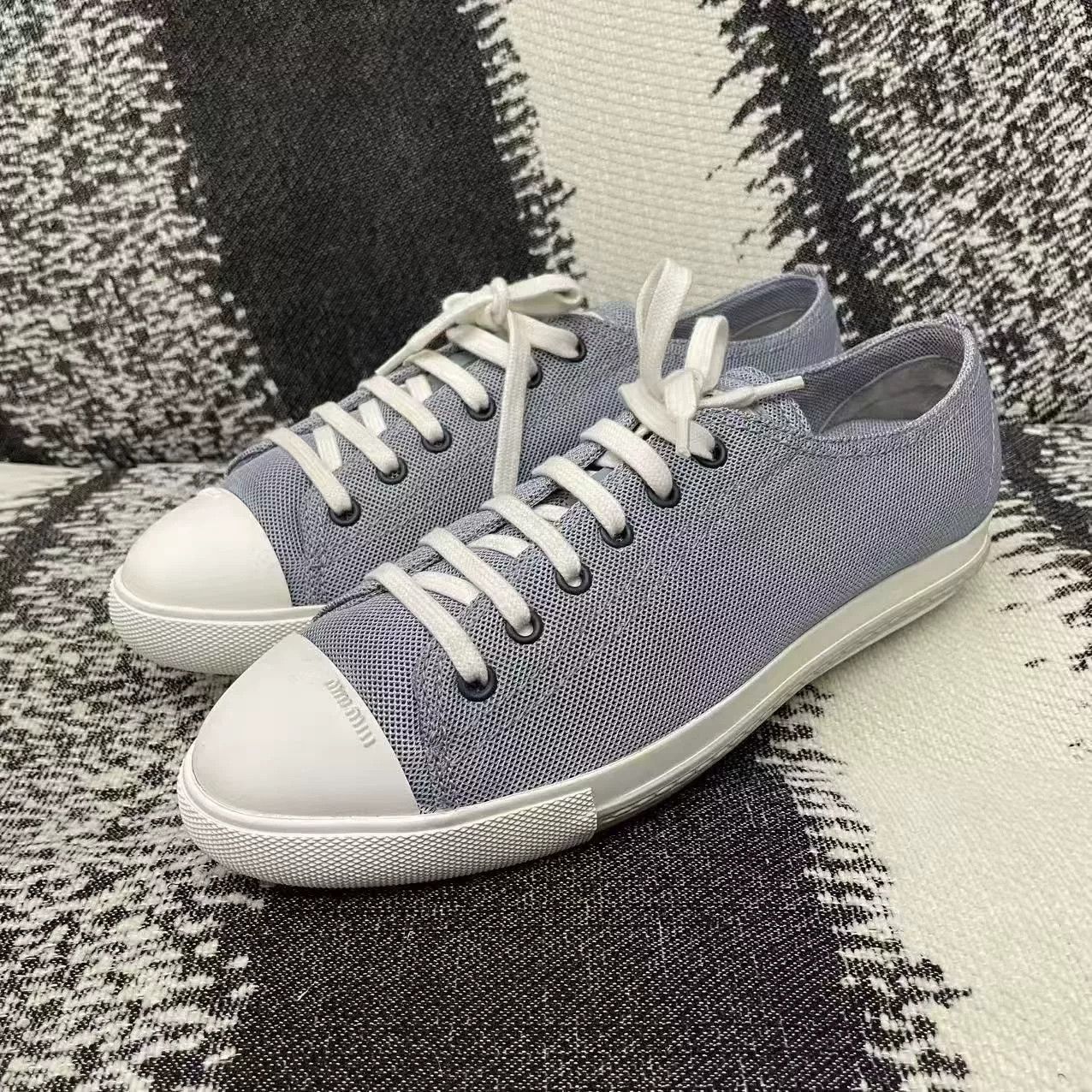 Miu Miu Miu Miu Canvas Denim Blue Lowtop Sneakers us_10 Women Size US 10 / IT 40 - 1 Thumbnail