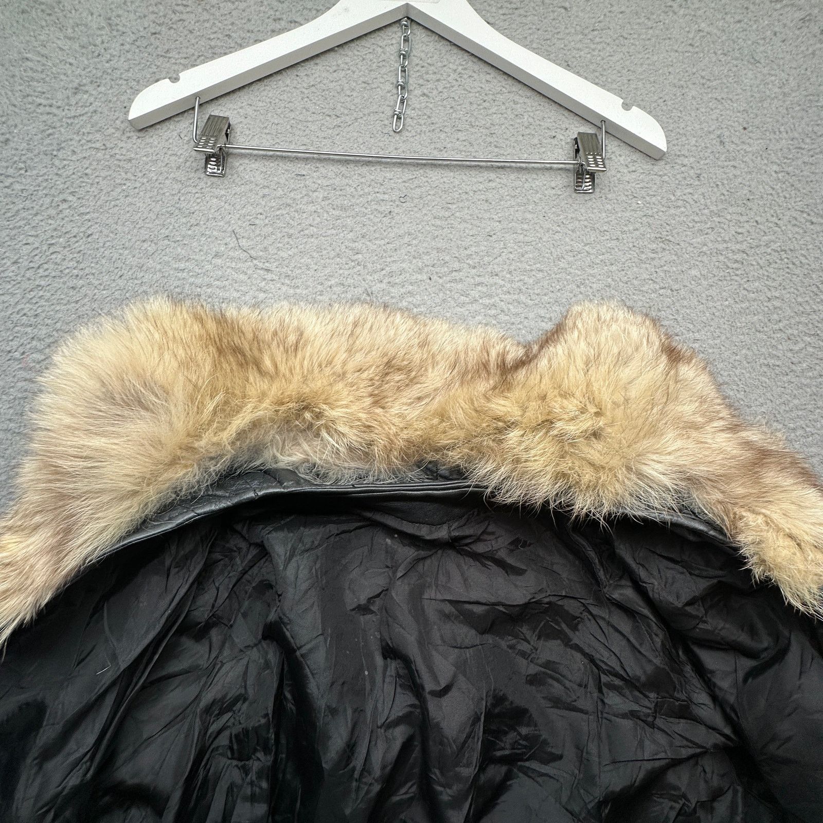 Vintage Vintage 60s 70s Black Leather Fox Fur Swing Coat Womens Size L / US 10 / IT 46 - 8 Thumbnail