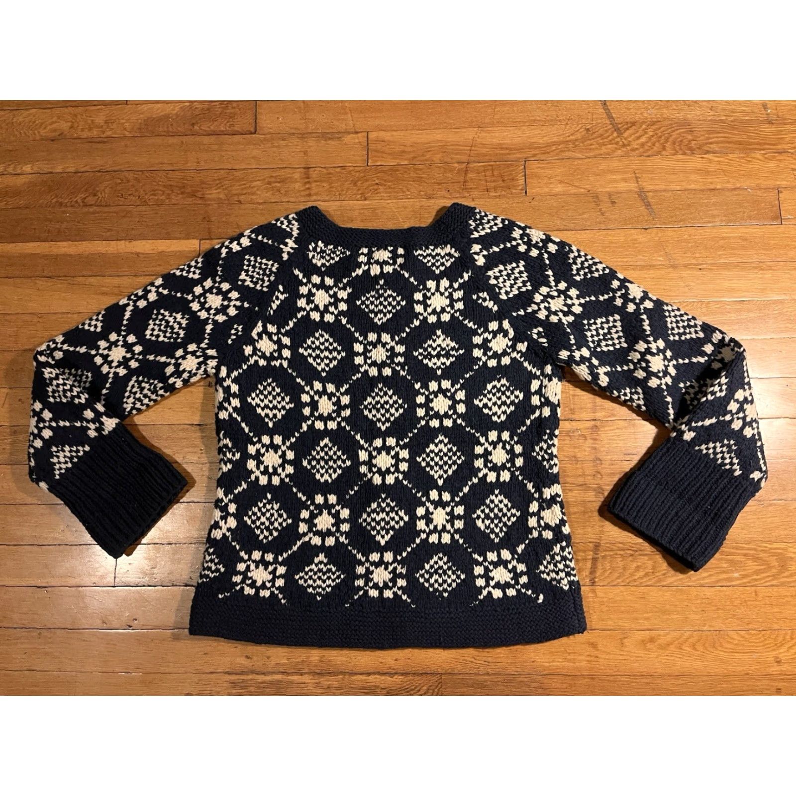 American Eagle Outfitters VINTAGE American Eagle Outfitters Hand Knit Fair Isle Sweater Women’s XL Blue Size XL / US 12-14 / IT 48-50 - 6 Thumbnail