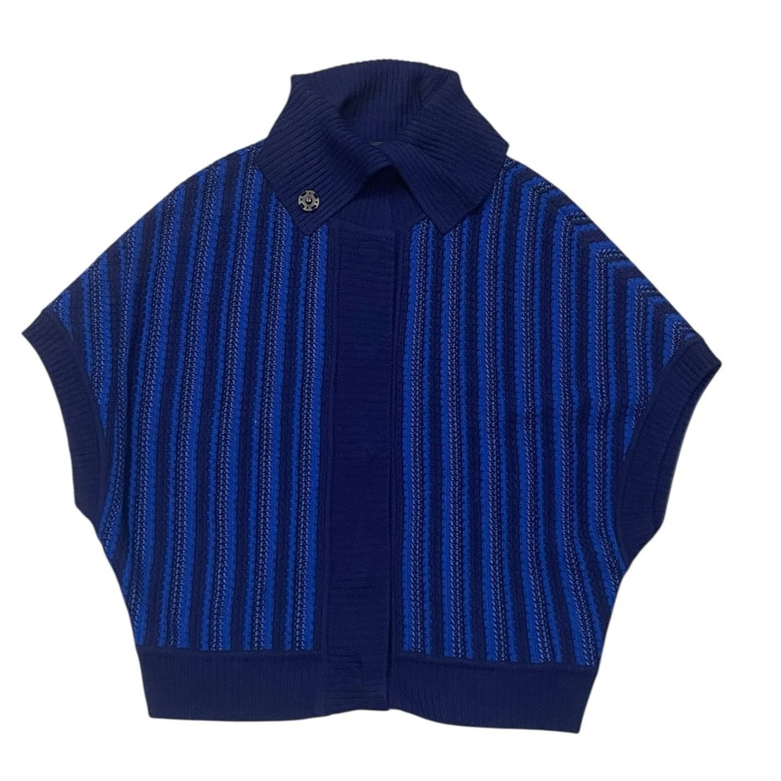 St. John St. John Navy and Royal Blue Cowl Neck Sweater Size:S Size S / US 4 / IT 40 - 10 Thumbnail