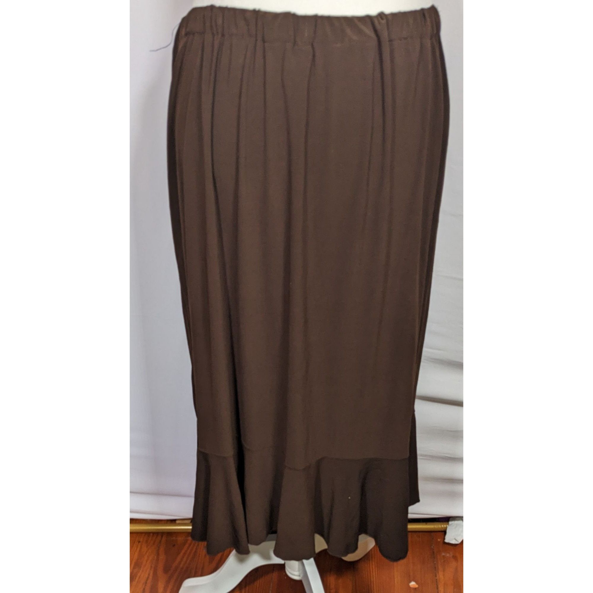Other Vintage Nice Wear Brown Midi Skirt With Subtle Ruffle Edge Size 32" / US 10 / IT 46 - 5 Thumbnail