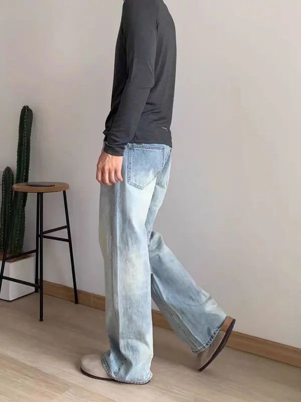 Japanese Brand Vintage Street Washed and Aged Casual Light Blue Jeans Size US 30 / EU 46 - 7 Thumbnail