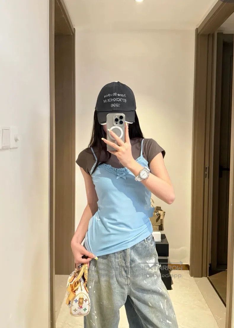 Acne Studios Acne Studios Contrast Lace Bow Two-Piece Short Sleeve, Bro Size XS / US 0-2 / IT 36-38 - 1 Thumbnail
