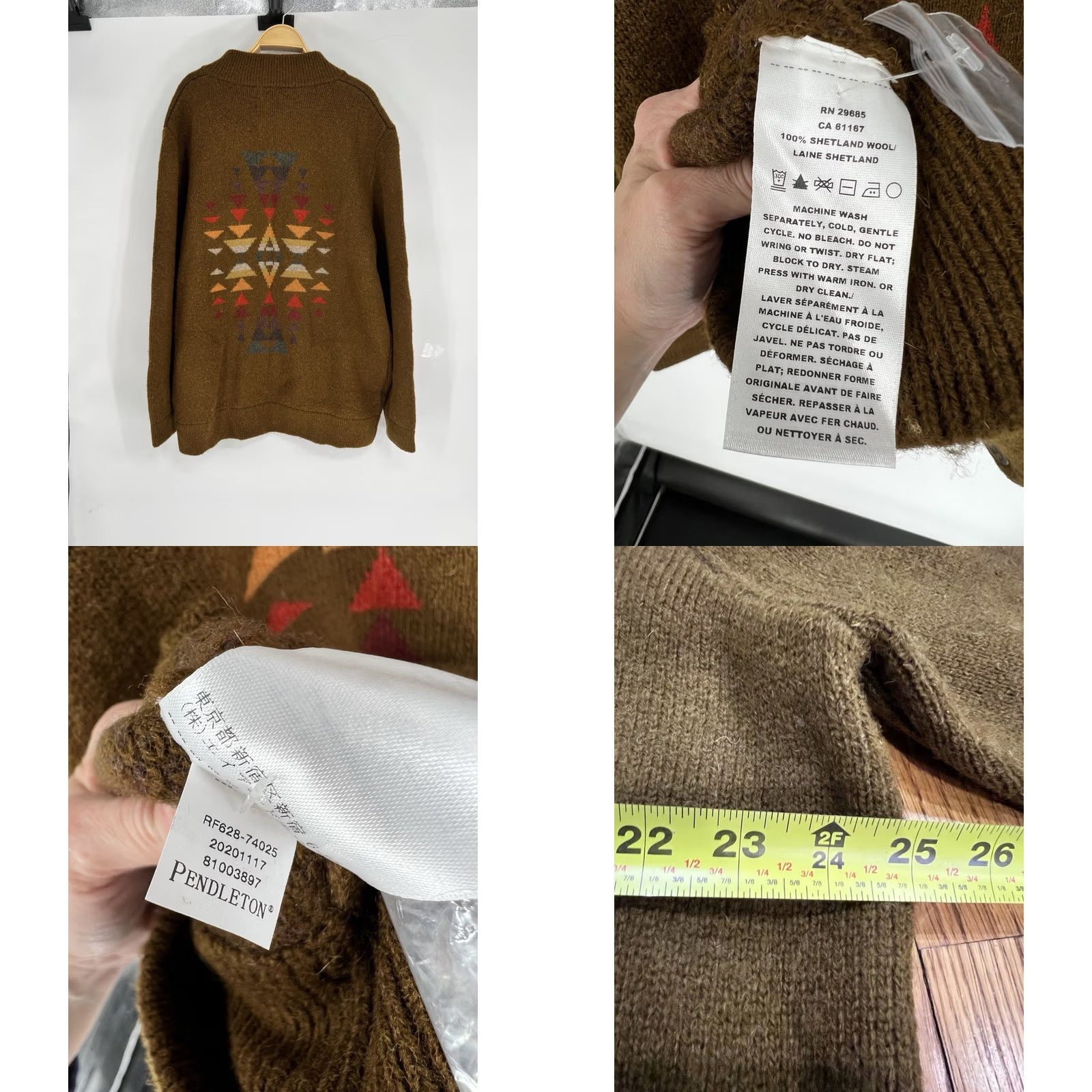 Pendleton VINTAGE Pendleton Jacquard Shetland Bomber Cardigan Men’s Size XXL Brown Wool Aztec Size US XXL / EU 58 / 5 - 8 Thumbnail