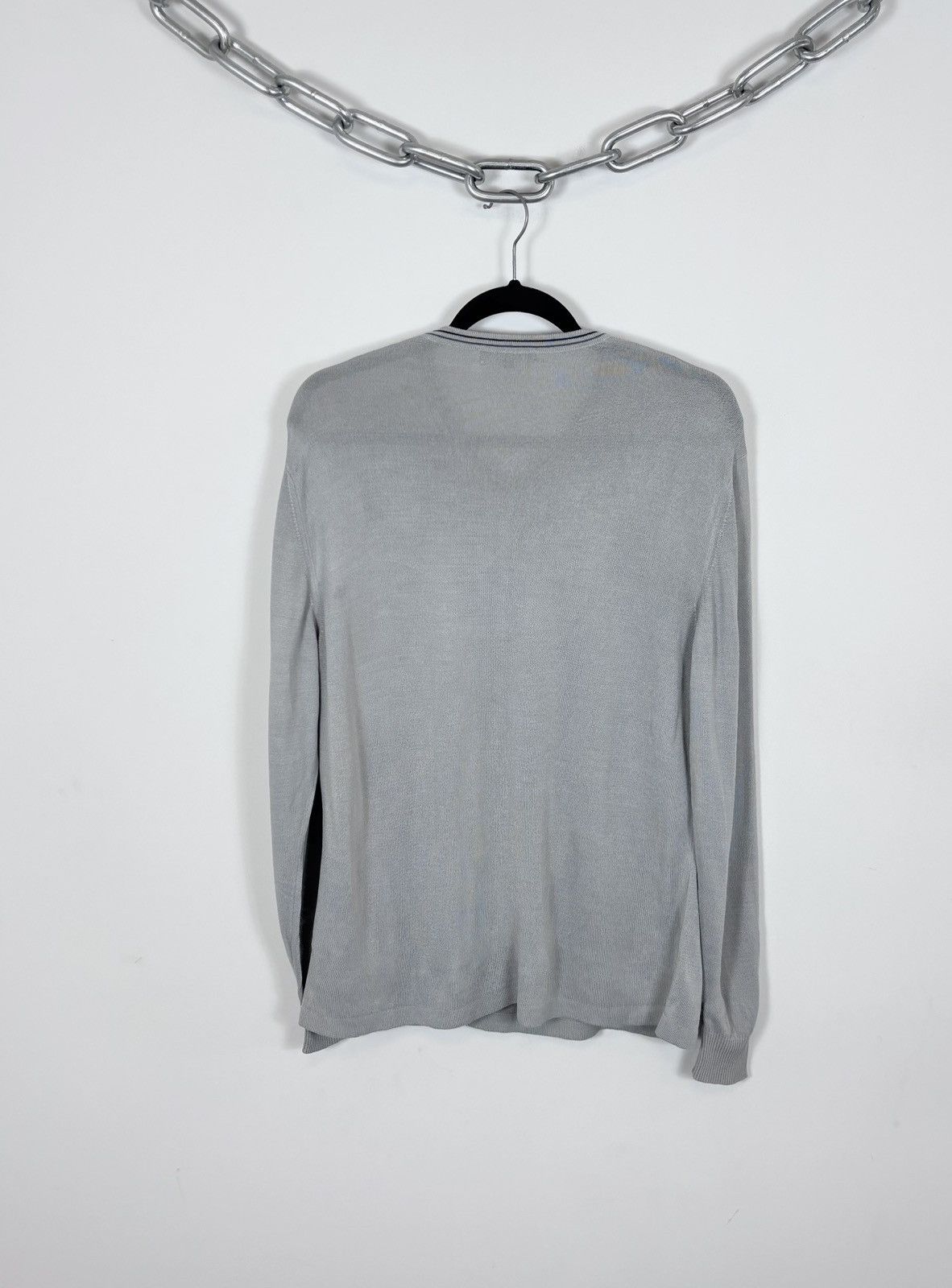 Burberry Burberry London Men’s Grey Viscose Blend V-Neck Sweater Size US M / EU 48-50 / 2 - 14 Thumbnail