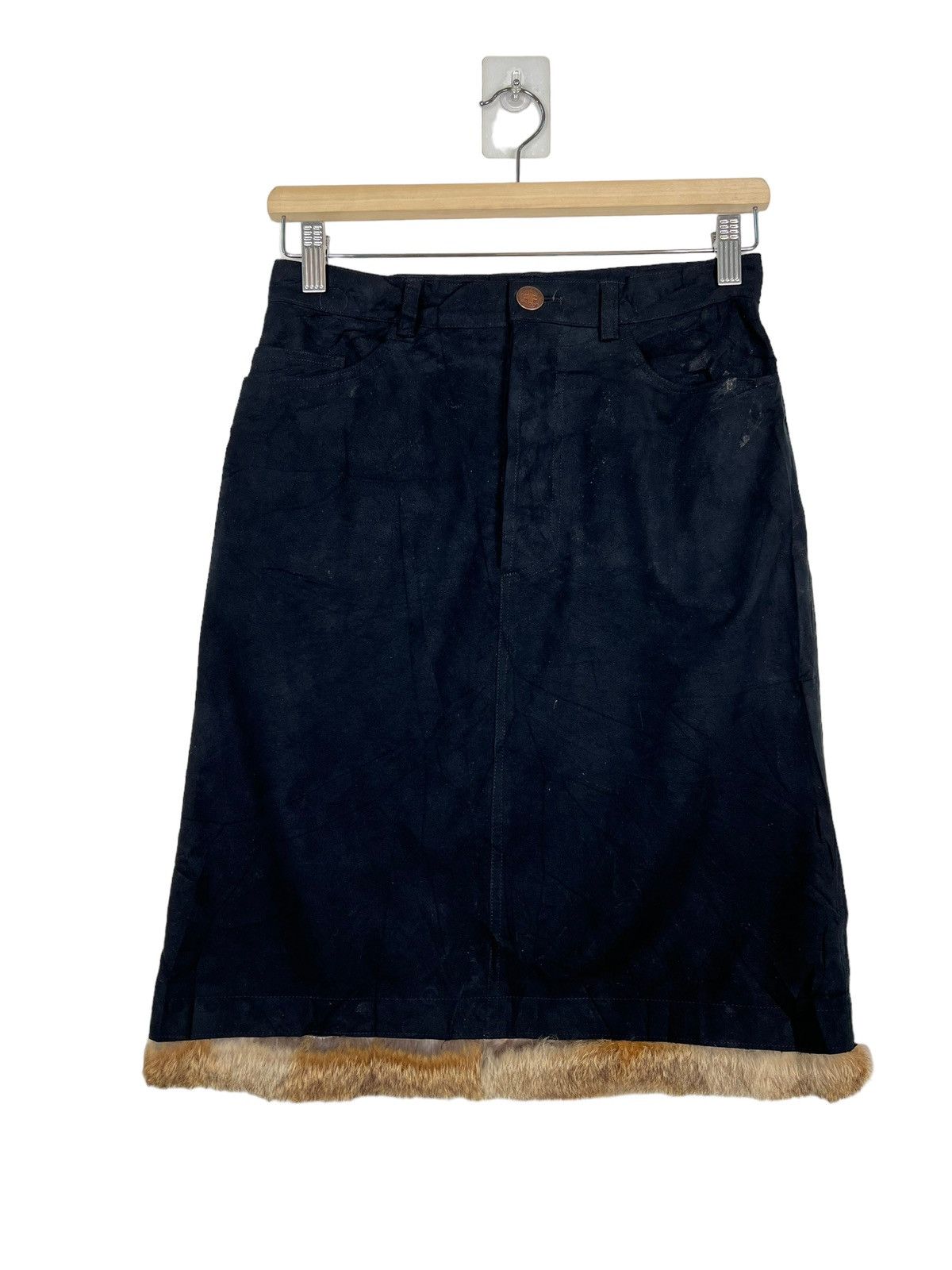 Jean Paul Gaultier 🔥 1990s JEAN PAUL GAULTIER JEANS SUEDE FUR RABBIT SKIRTS Size 28" / US 6 / IT 42 - 1 Thumbnail
