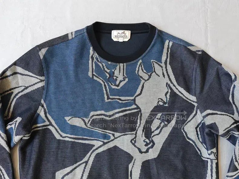 Hermes Hermes Round Neck Sweatshirt, Deep Blue, Cotton, Horse印花 P Size US M / EU 48-50 / 2 - 3 Thumbnail