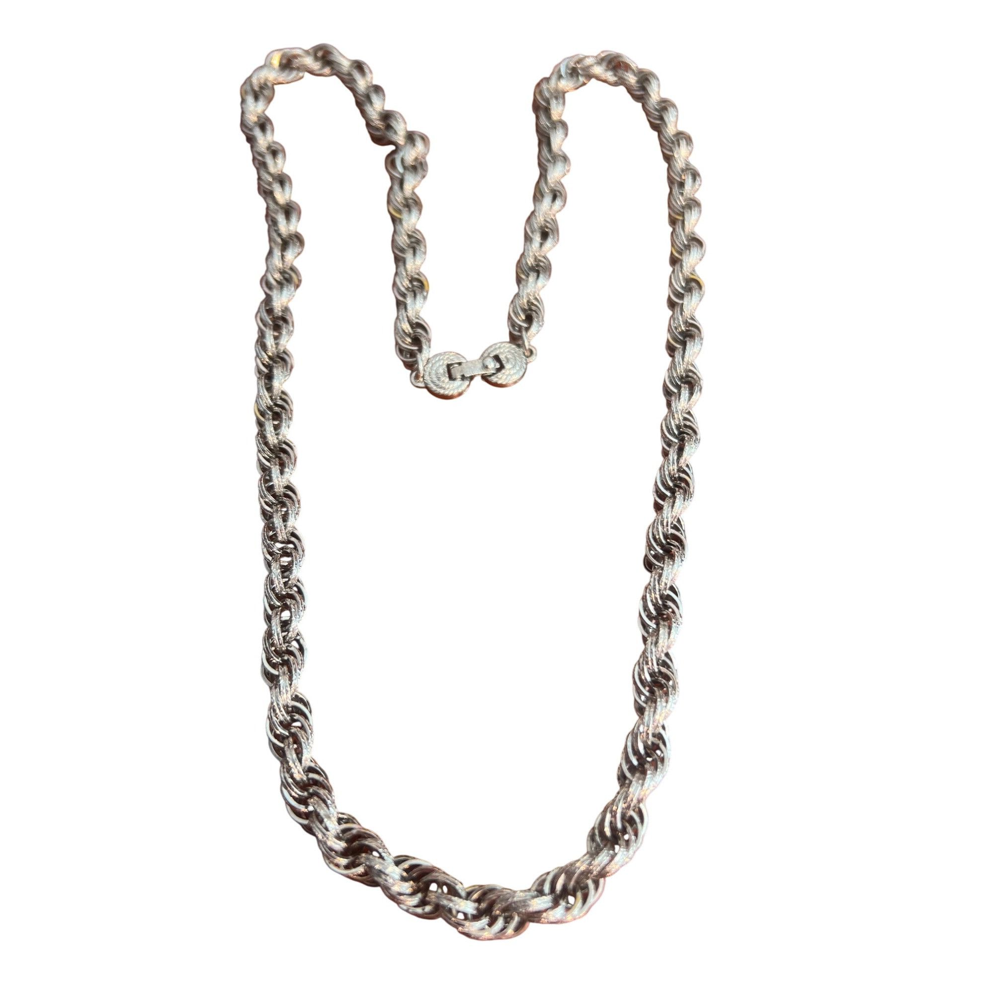 Monet Vintage Monet Silver Tone Rope Chain Necklace Textured Links Size ONE SIZE - 1 Thumbnail
