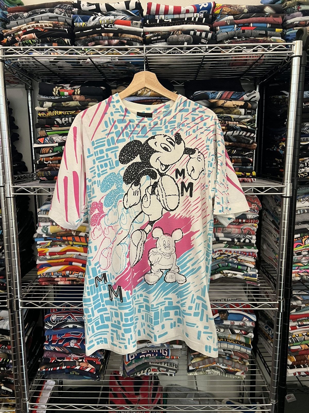 Disney 90s Mickey Mouse Jerry Leigh AOP Single Stitch Tee Size US XL / EU 56 / 4 - 1 Thumbnail