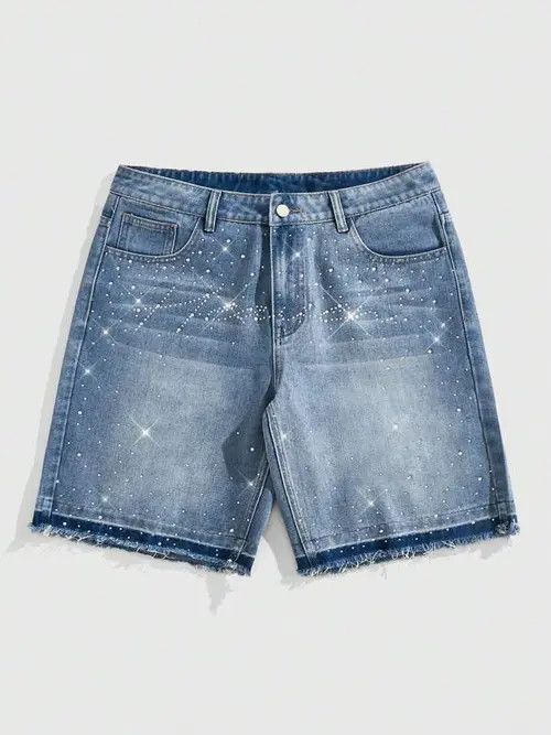 Japanese Brand × Vintage VINTAGE rhinestone Y2K DRIP denim shorts Size US 36 / EU 52 - 2 Thumbnail