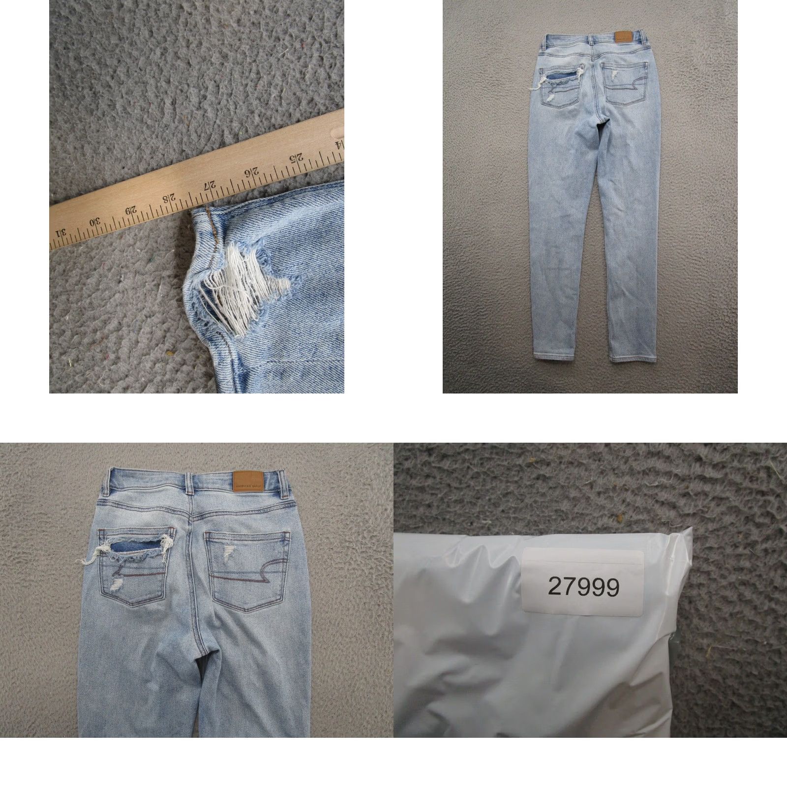 American Eagle Outfitters American Eagle Button Fly Distressed Stretch Denim Mom Jeans Women's Size 00 Blue Jeans Women's Size 24" / US 00 / IT 34 - 9 Thumbnail