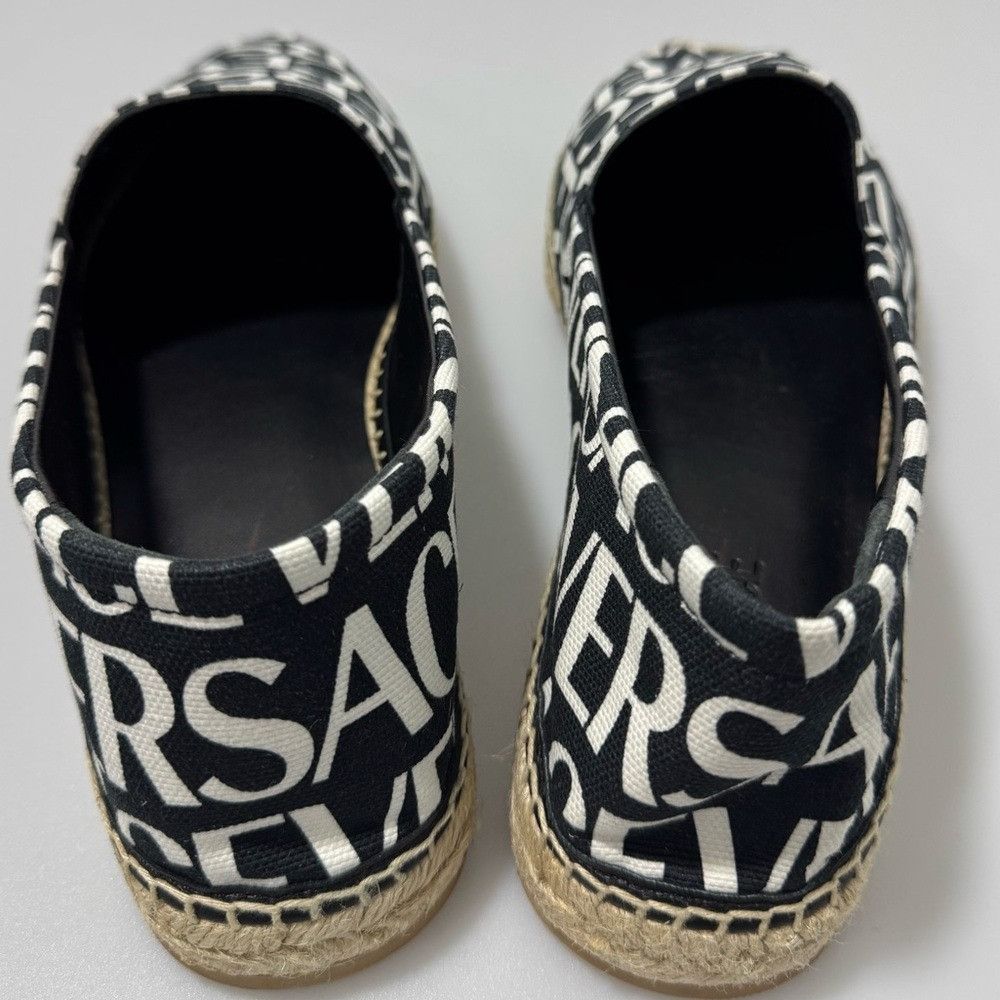 Versace Versace Logo Print Espadrilles Shoes Black White Men’s EU 45 Size US 12 / EU 45 - 4 Thumbnail