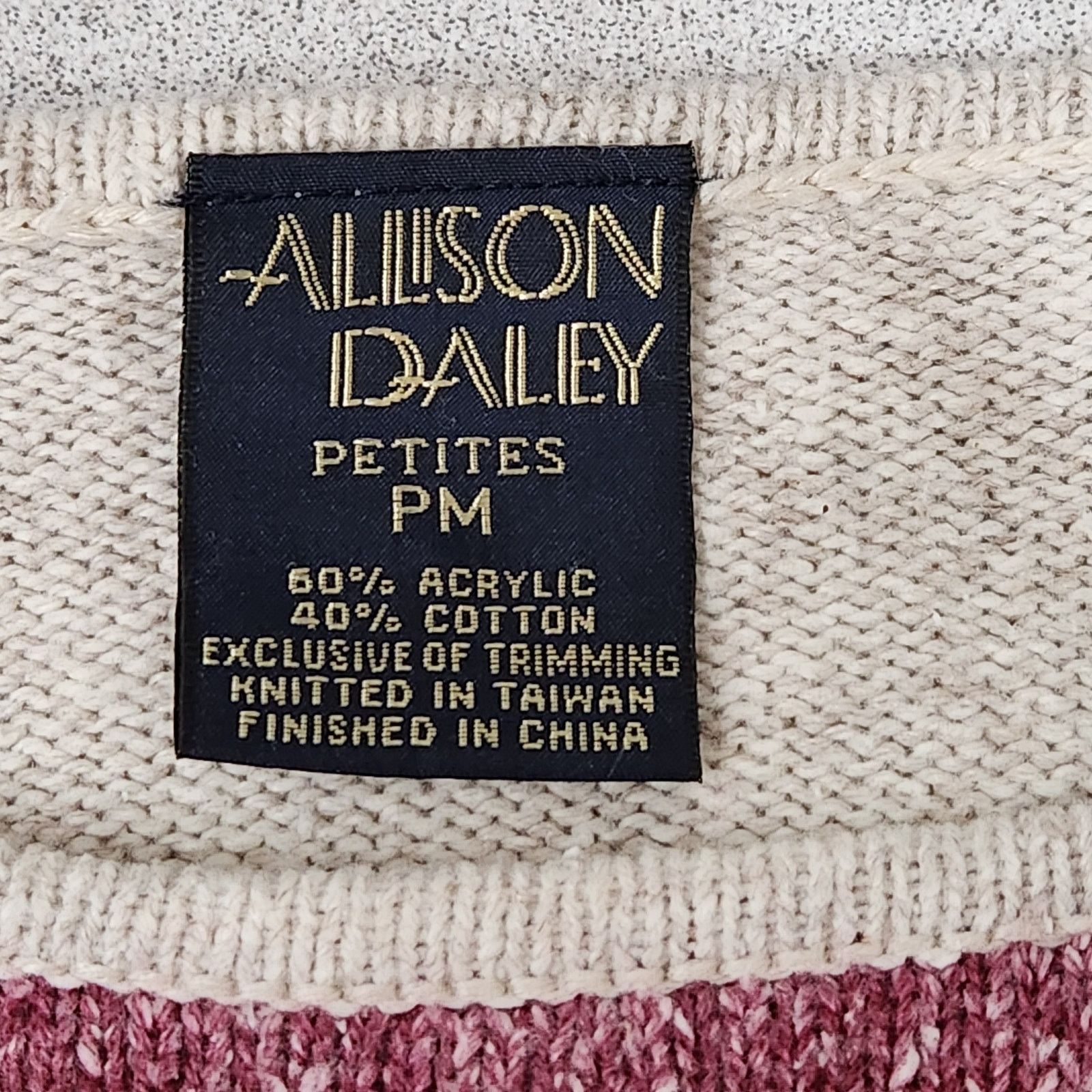 Other Allison Daley Beige Color Block Embroidered Sweater Top PM Size M / US 6-8 / IT 42-44 - 4 Thumbnail