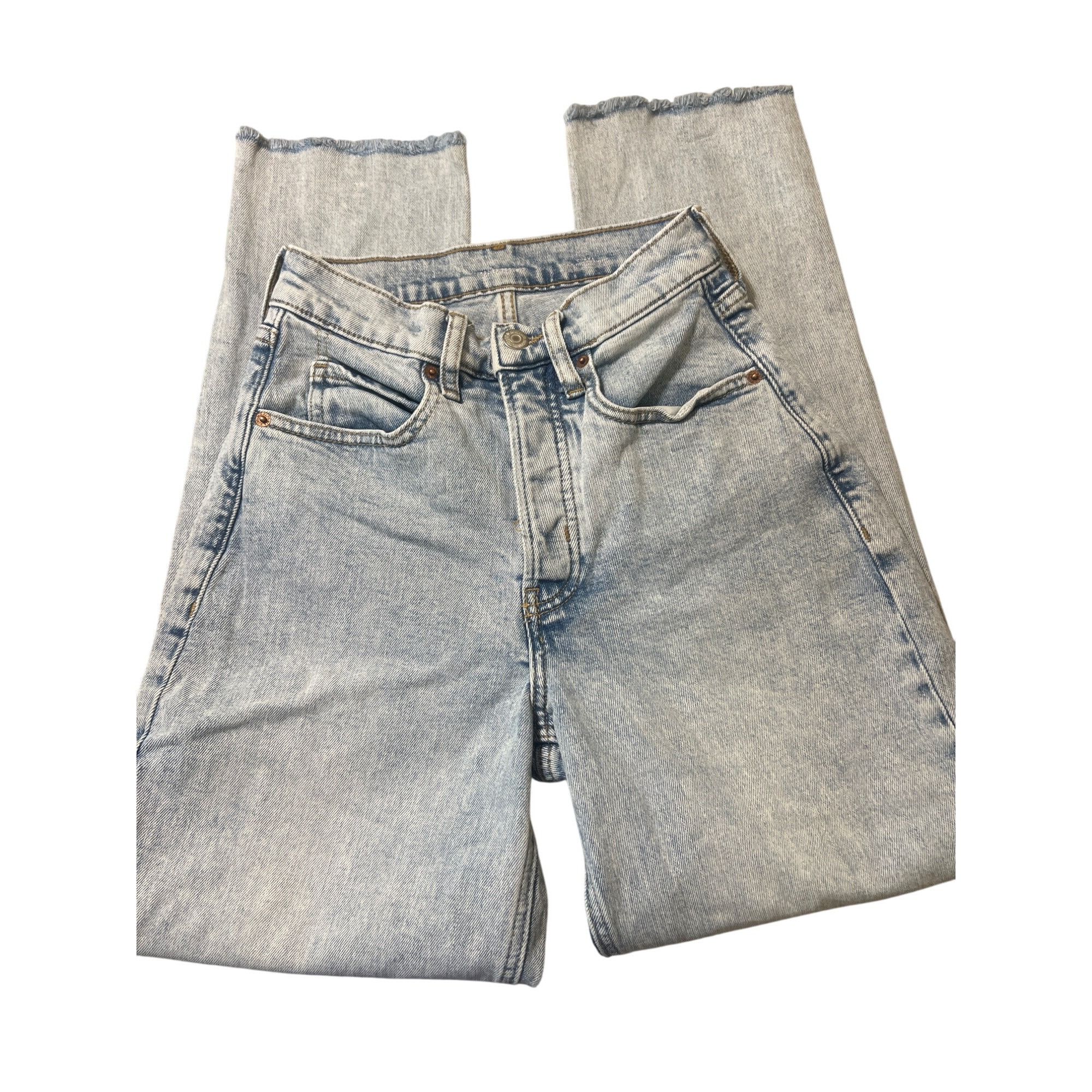 Old Navy Old Navy Curvy Sky III Straight Jeans Light Blue Denim Raw H Size 25" / US 0 / IT 36 - 1 Thumbnail