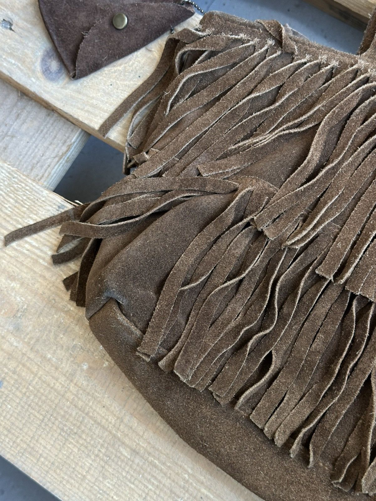 If Six Was Nine Vintage Suede Brown Fringe Western Handle Bag Size ONE SIZE - 4 Thumbnail