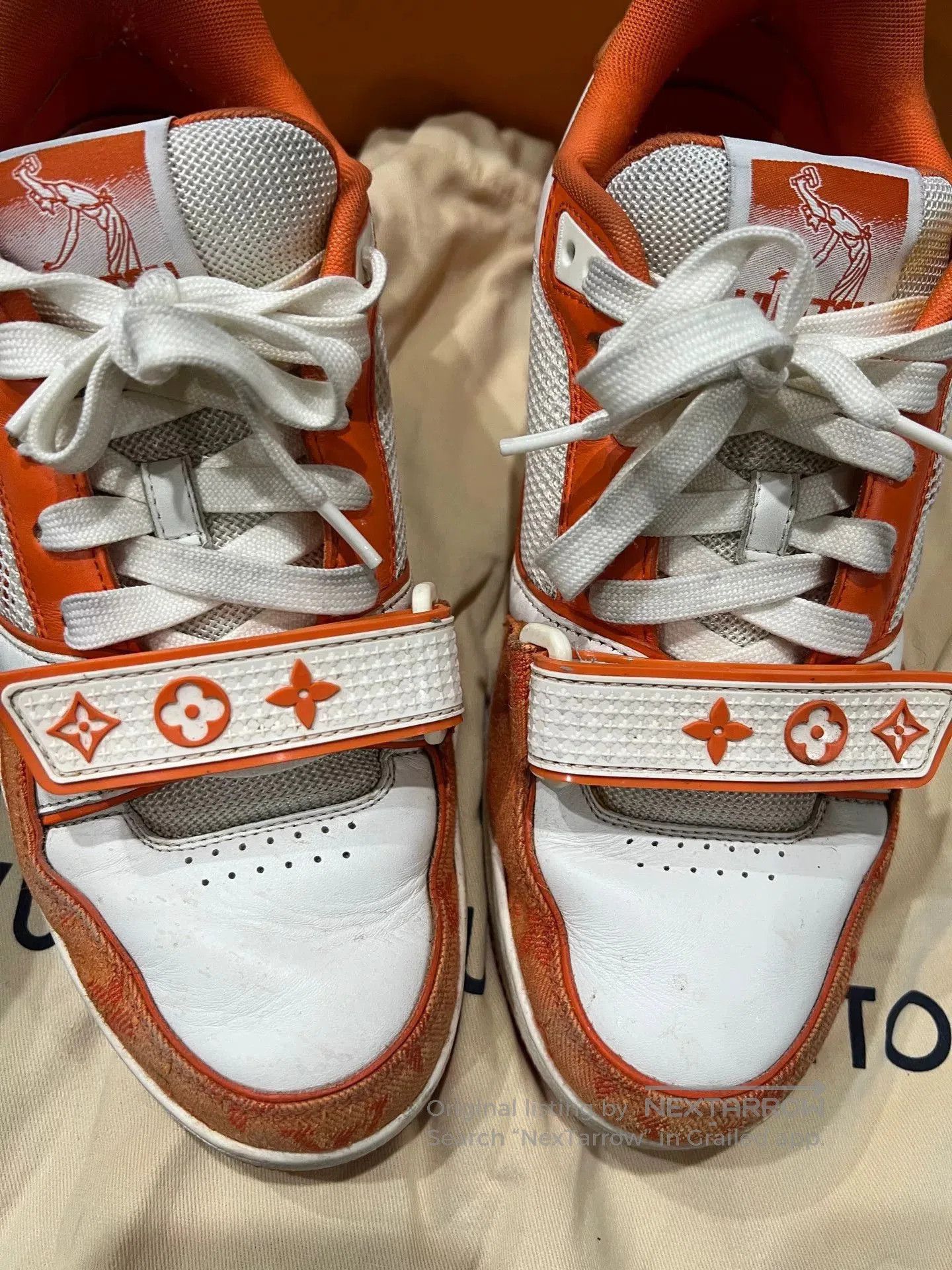Louis Vuitton louis vuitton orange white velcro trainers. Size US 6 / EU 39 - 3 Thumbnail