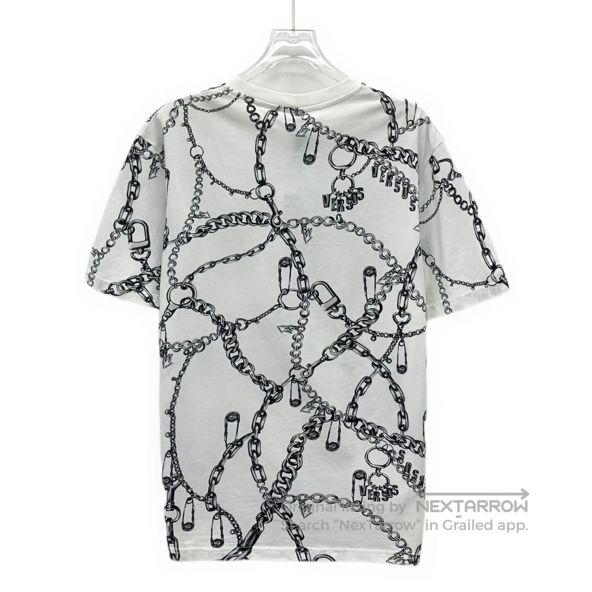 Versace Versace White Chain Printed Cotton Round Neck Short Sleeve Size US M / EU 48-50 / 2 - 2 Thumbnail