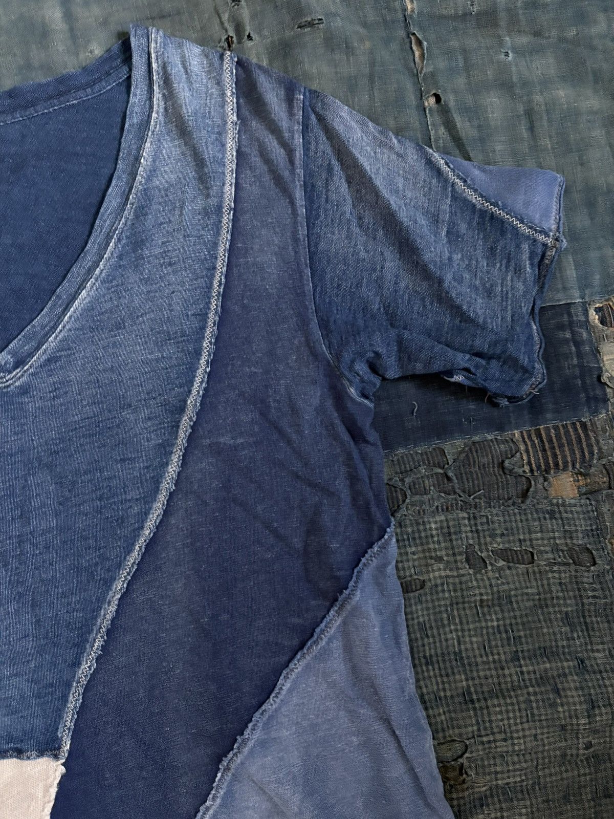 Kapital Kountry Kapital kountry indigo patchwork t shirt v neck Size US L / EU 52-54 / 3 - 5 Thumbnail