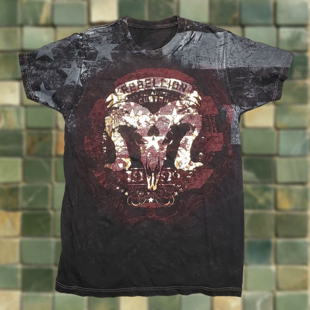 Vintage VINTAGE Rebellion Crewneck Shirt Womens S Red Gold Crew Neck All American Rams Skull Size S / US 4 / IT 40 - 1 Thumbnail