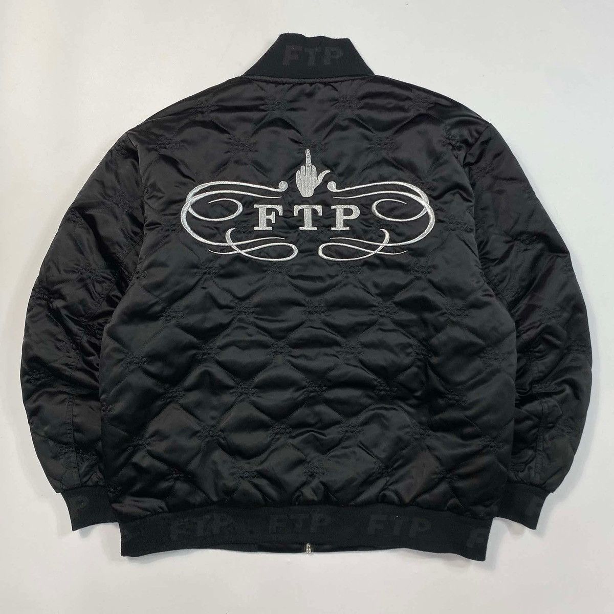 Fuck The Population FTP (Fuck the population) Quilted Satin Bomber Jacket Black Size US M / EU 48-50 / 2 - 2 Thumbnail