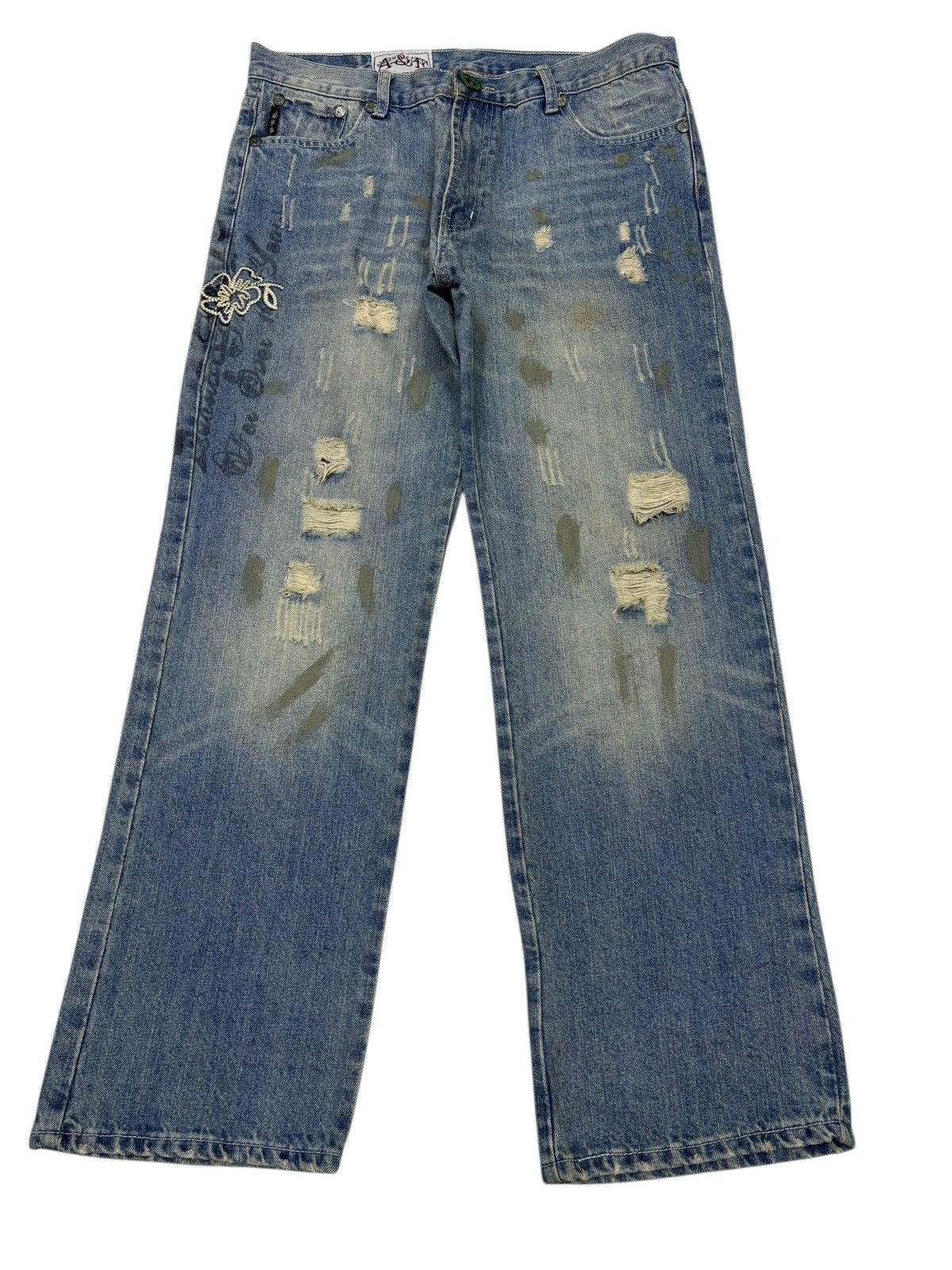 Acne Studios BAGGY FLARE DISTRESS PAINTER JEANS ABERCROMBIE & FITCH STYLE Size US 35 - 1 Thumbnail