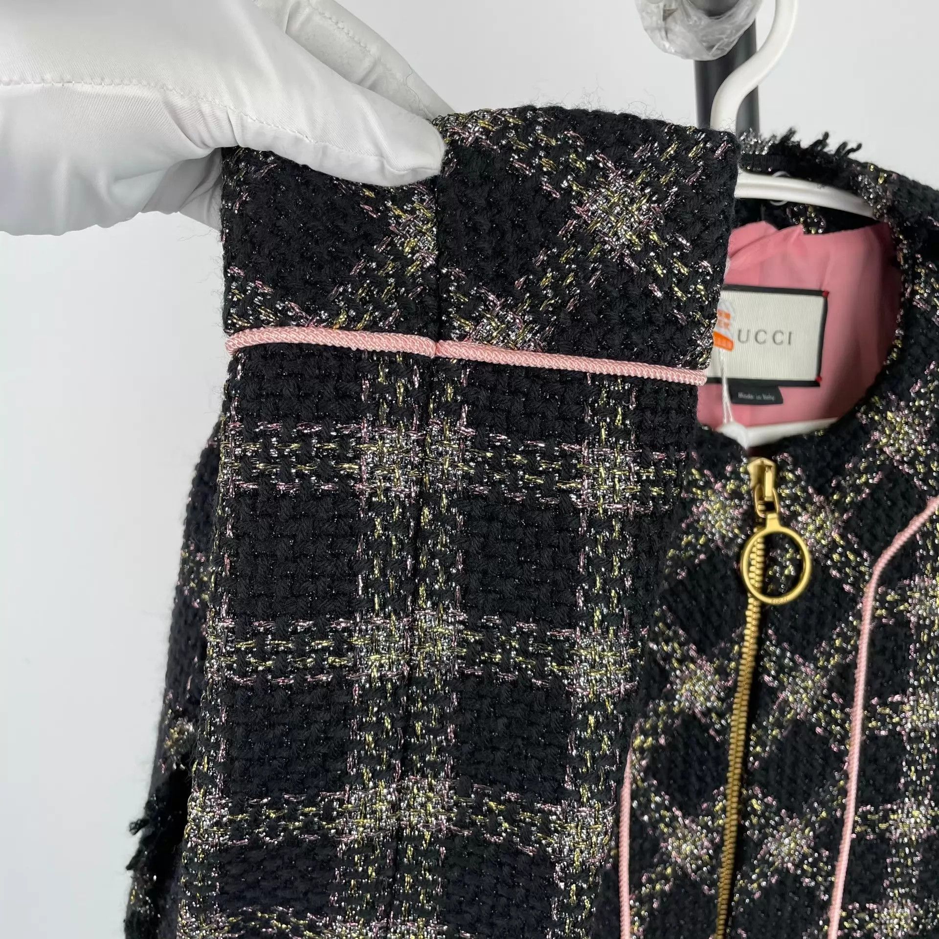 Gucci Gucci Metallic Gold Check Jacket 40 260429JTJ5K01 Size S / US 4 / IT 40 - 5 Thumbnail