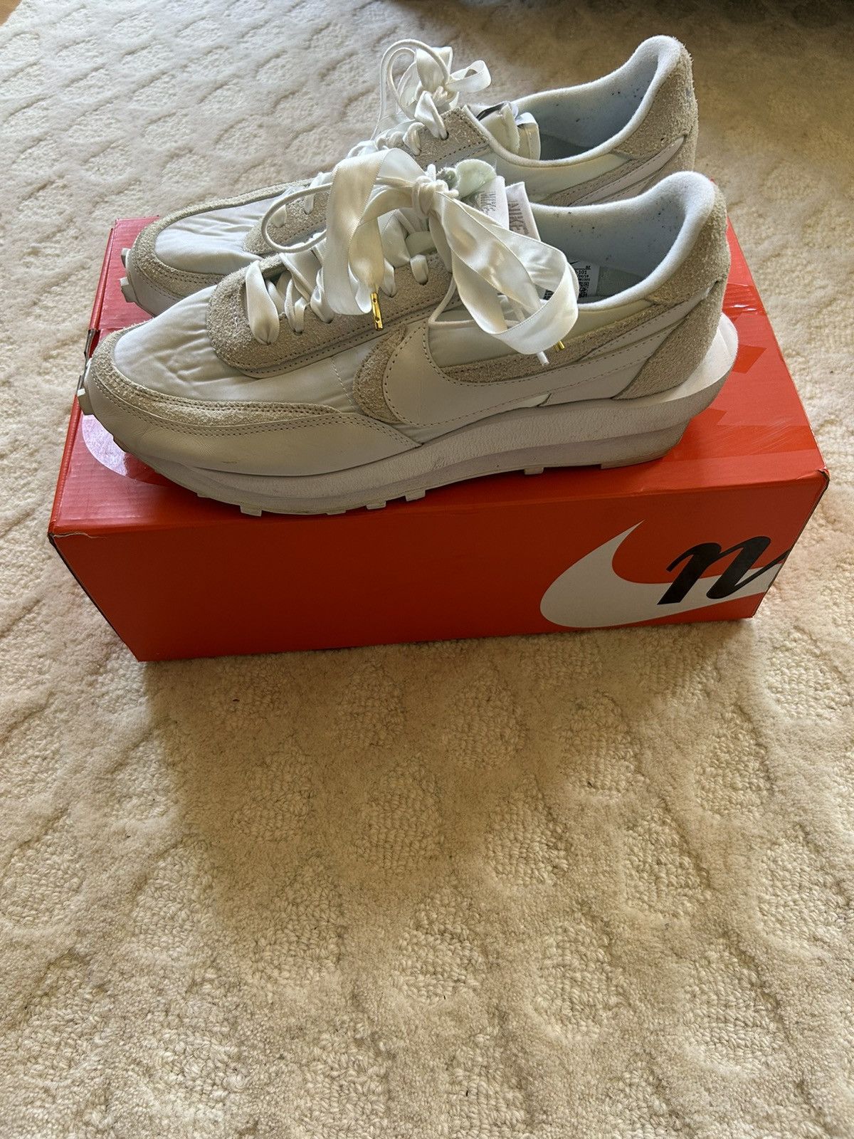 image of Nike x Sacai Nylon Waffle Shoes in White, Men's (Size 11.5)