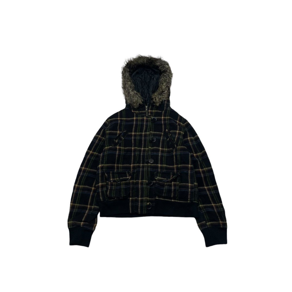 Hysteric Glamour Vintage Japanese Brand 90ans Tartan Faux Fur Hooded Jacket Size M / US 6-8 / IT 42-44 - 2 Thumbnail