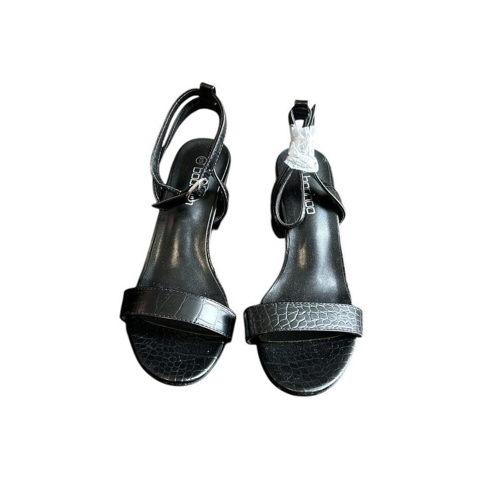 Designer Brand new Black Croc-Embossed Block Heel Sandals Size US 8 / IT 38 - 2 Thumbnail