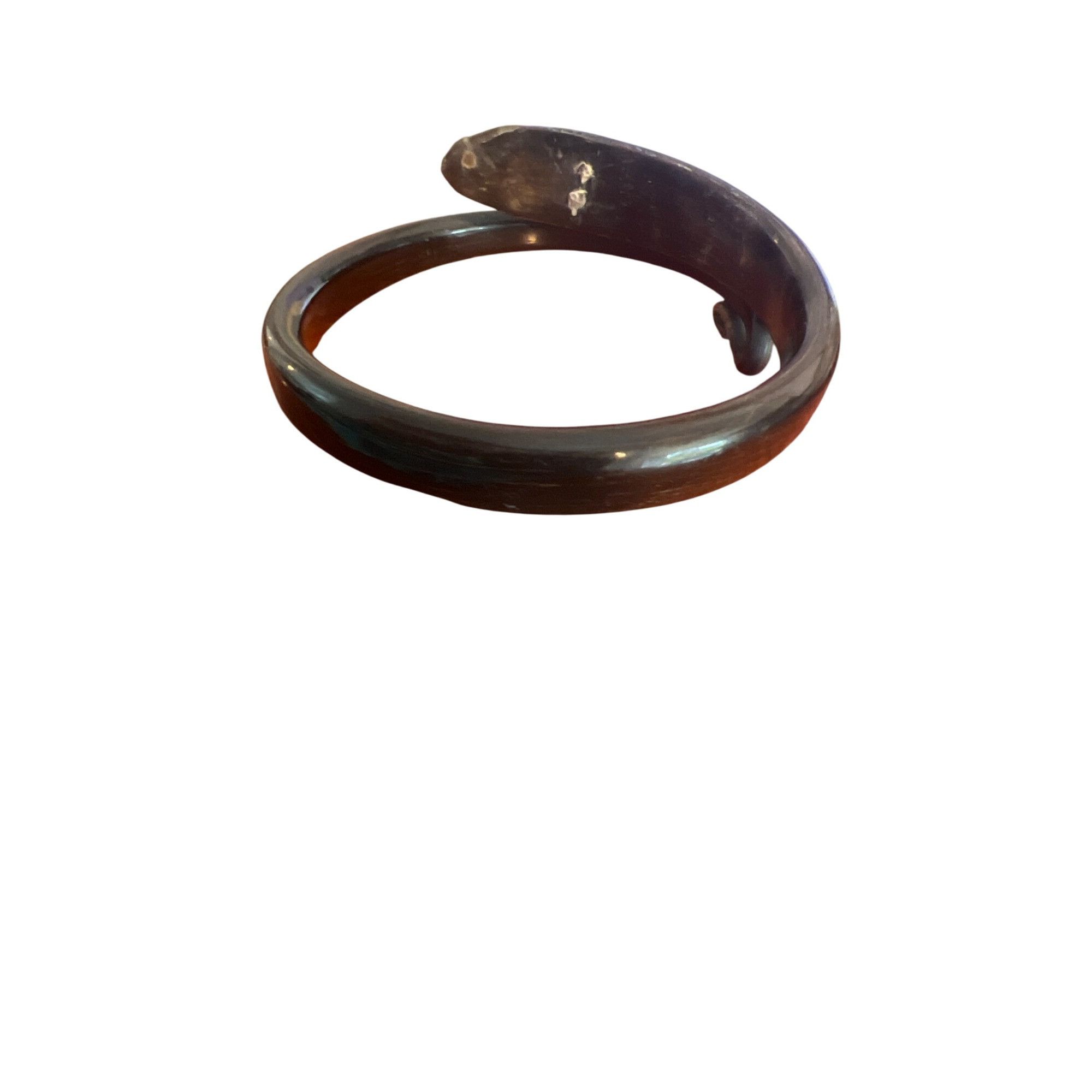 Other Vintage Antique Carved Bovine Horn Cuff Bracelet Inlaid Eyes Size ONE SIZE - 6 Thumbnail