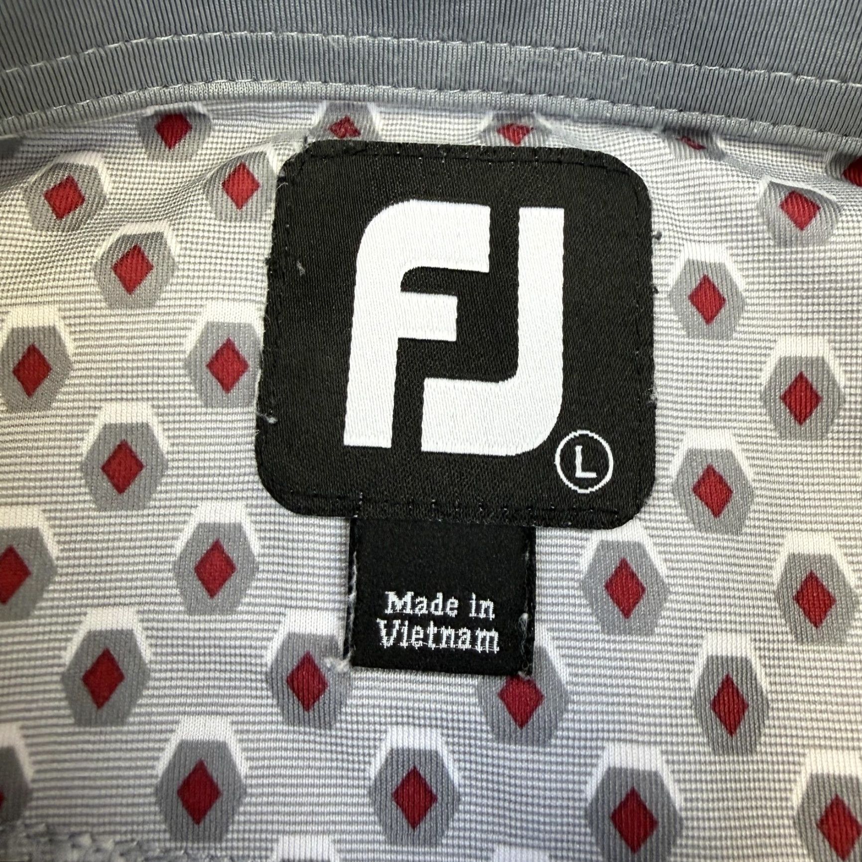 Footjoy FootJoy Polo Shirt Mens Large Gray Geometric Leaf Logo Golf Performance Size US L / EU 52-54 / 3 - 4 Thumbnail