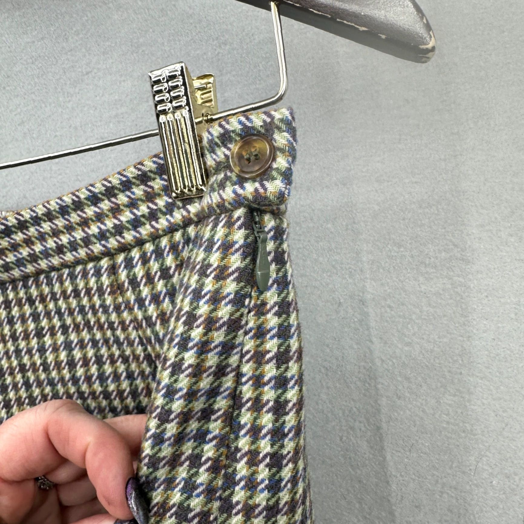 Pendleton VINTAGE Pendleton Knockabout Pants Womens 6 Green Houndstooth Wool Zip Preppy Size 28" / US 6 / IT 42 - 7 Thumbnail