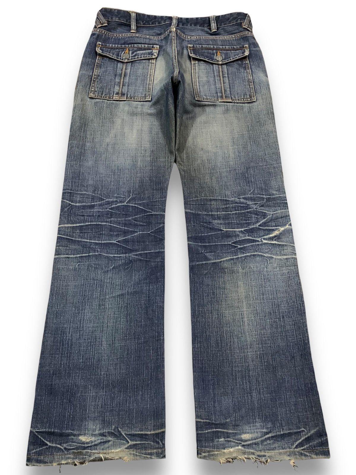 Japanese Brand Vintage Distinction Stitched Mud Wash Loose Fit Grunge Jeans Size US 30 / EU 46 - 2 Thumbnail