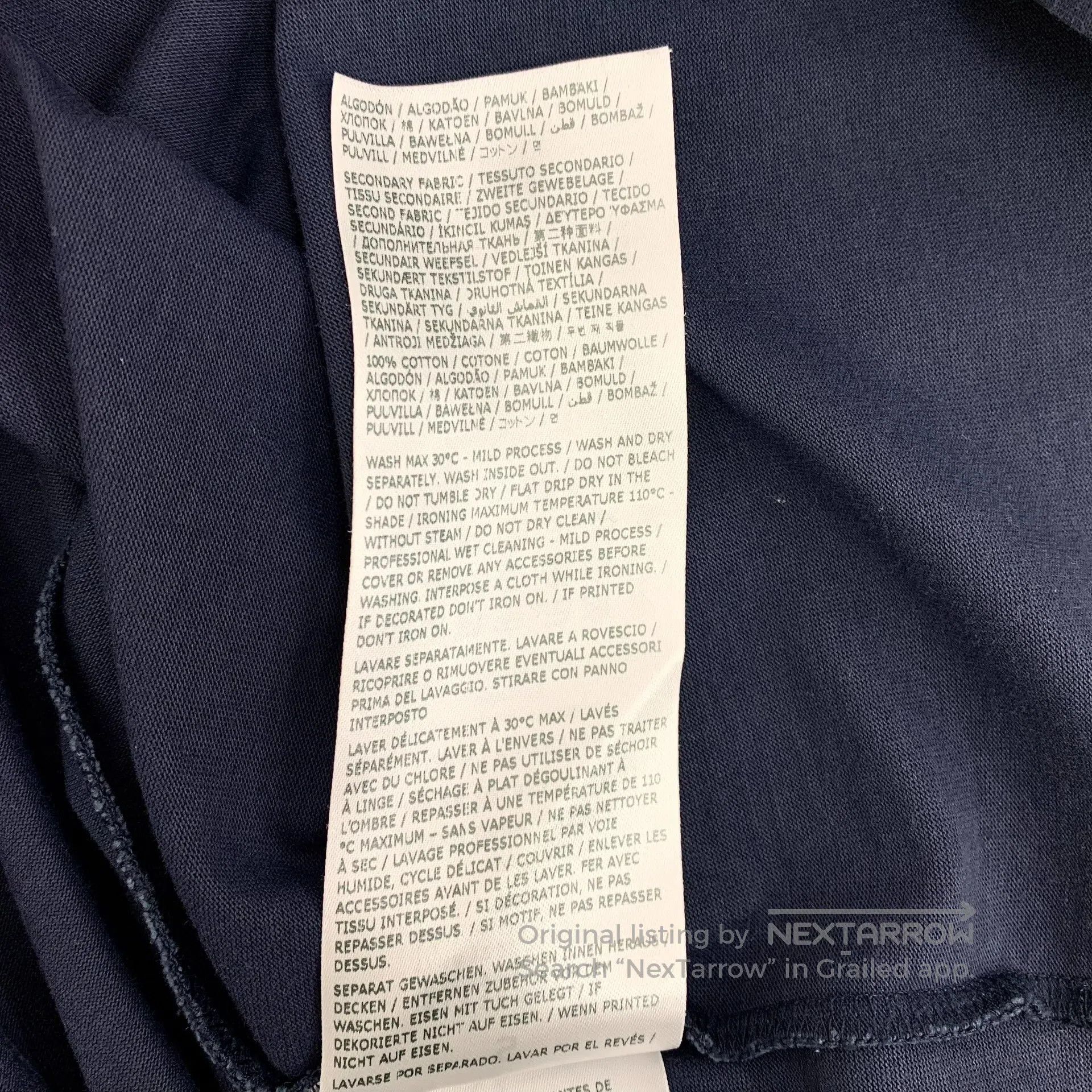 Maison Margiela Maison Margiela Dark Blue Logo Cutout Cotton Crew Neck Sho Size US S / EU 44-46 / 1 - 8 Thumbnail