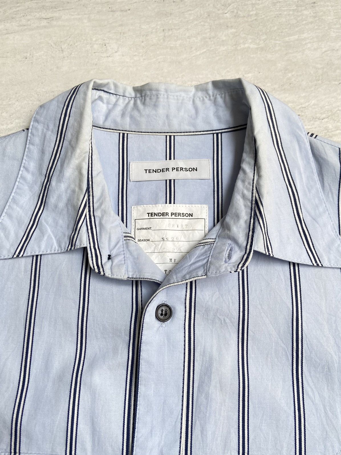 Designer × Japanese Brand TENDER PERSON Blue Striped Shirt Size US M / EU 48-50 / 2 - 10 Thumbnail