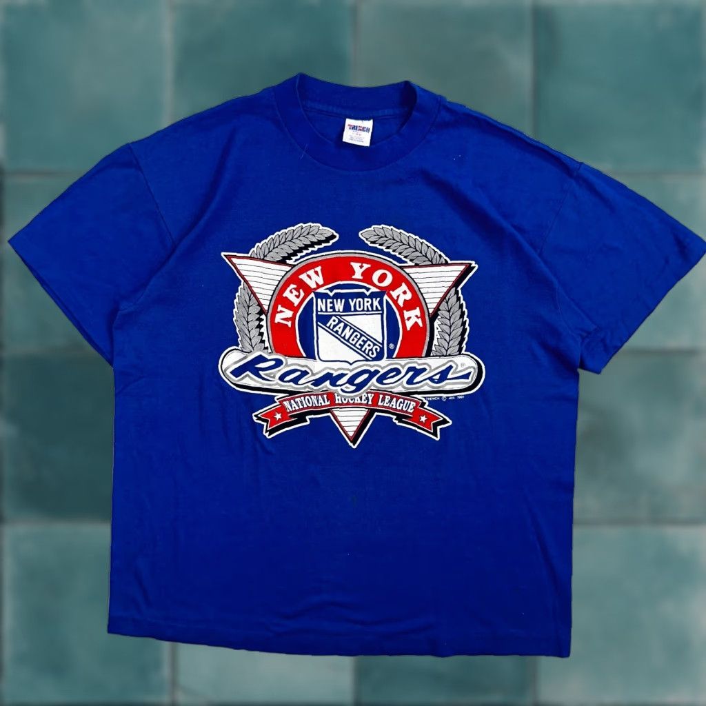 VINTAGE New York Rangers VTG Sportswear T Shirt Mens L NHL Blue 90s Single Stitch