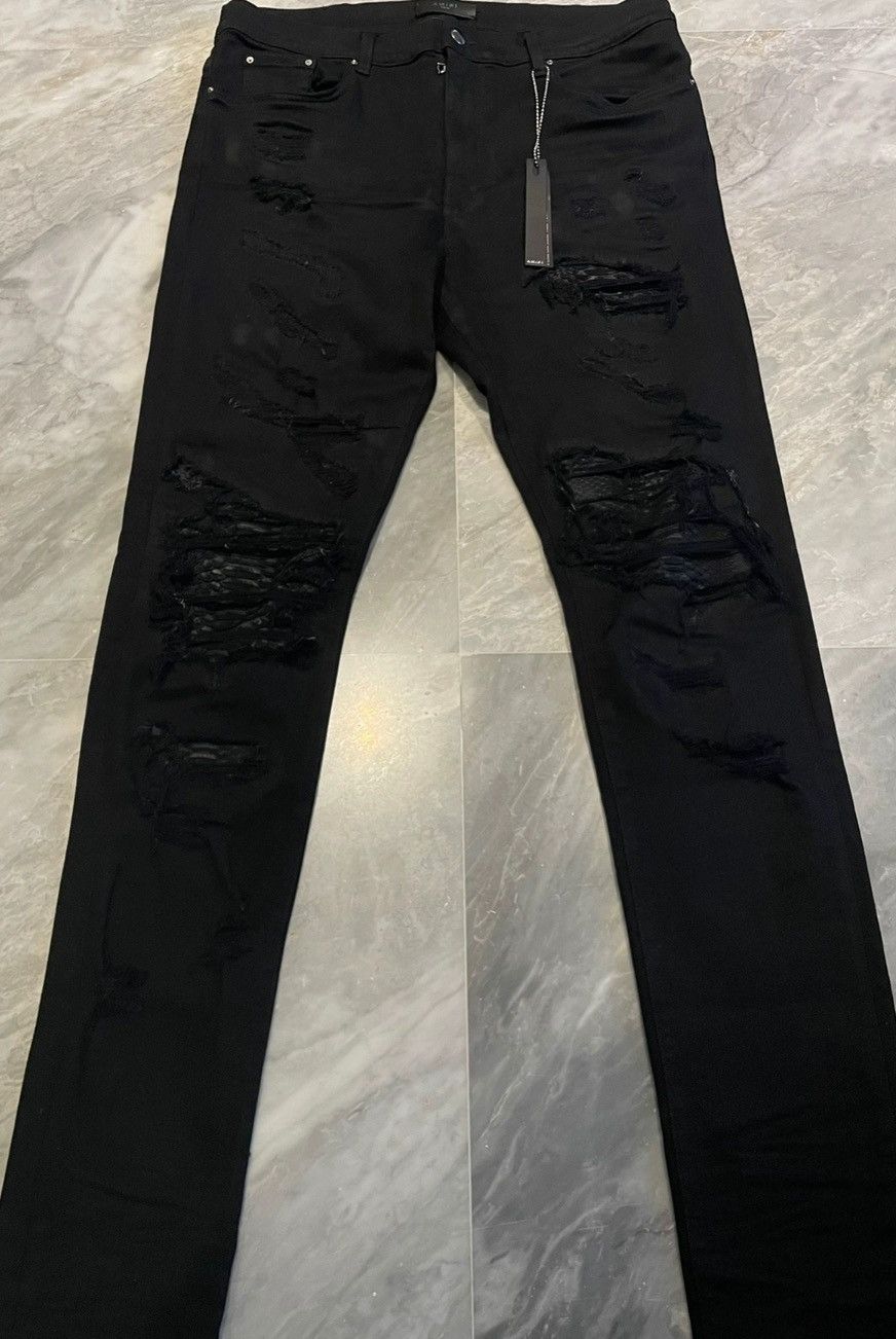 image of Amiri 16Aw Black Snake Skin Mx0 Jeans, Men's (Size 38)