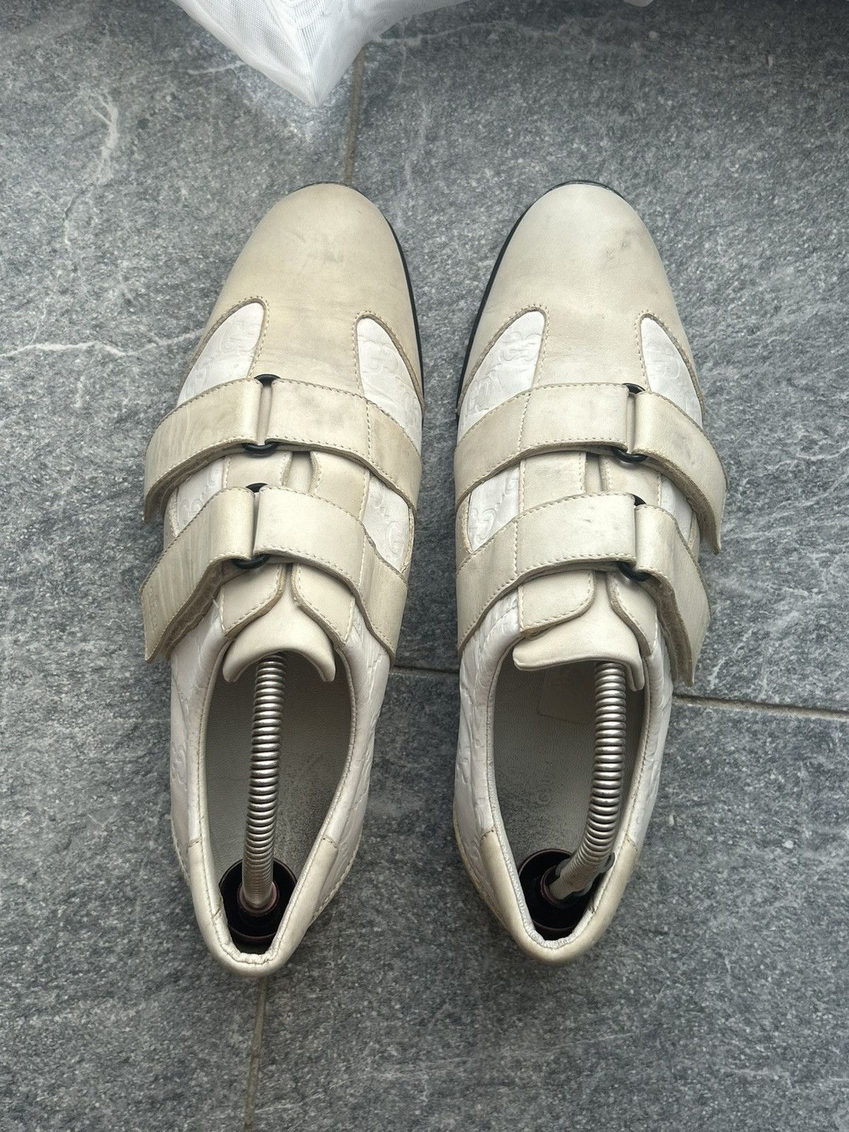 Gucci shoes gucci leather trainers web GG velcro straps sneakers Size US 5.5 / EU 38 - 10 Thumbnail